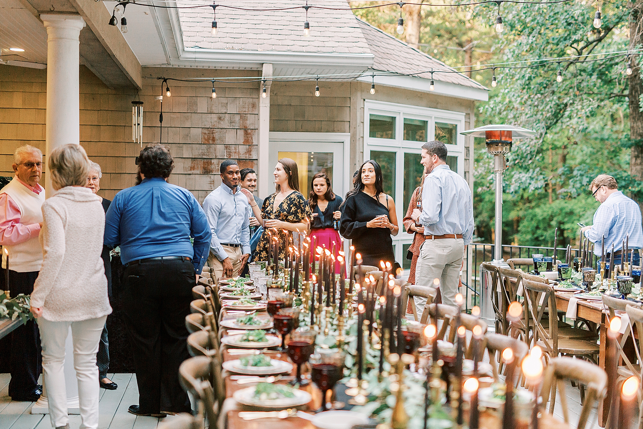 guests mingle during Lake Wylie rehearsal dinner