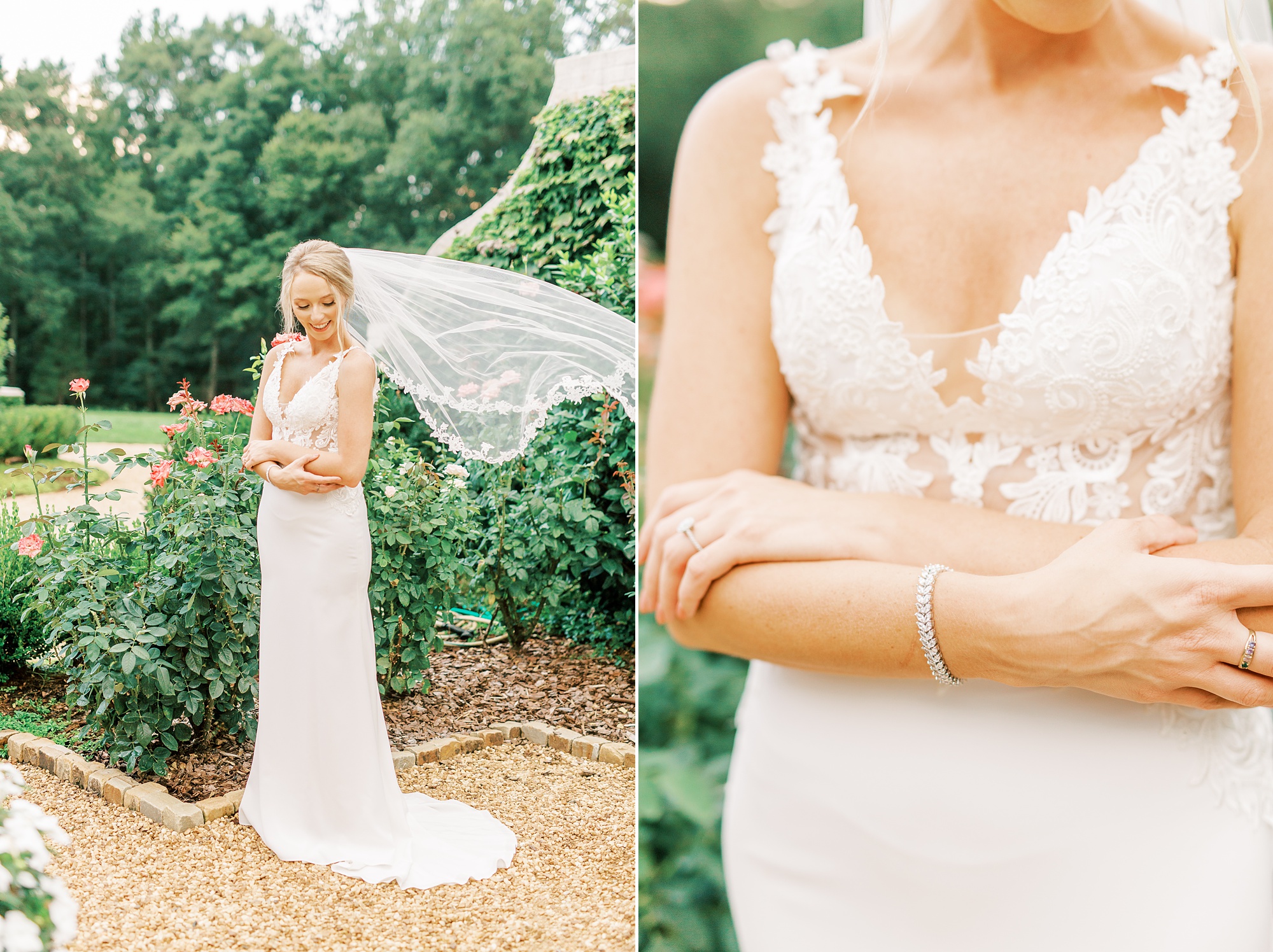lace details on bodice of wedding gown from BlueBird Bridal
