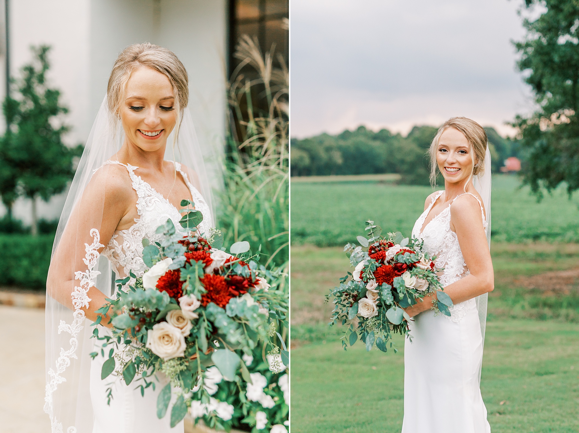 sunset bridal portraits with countryside