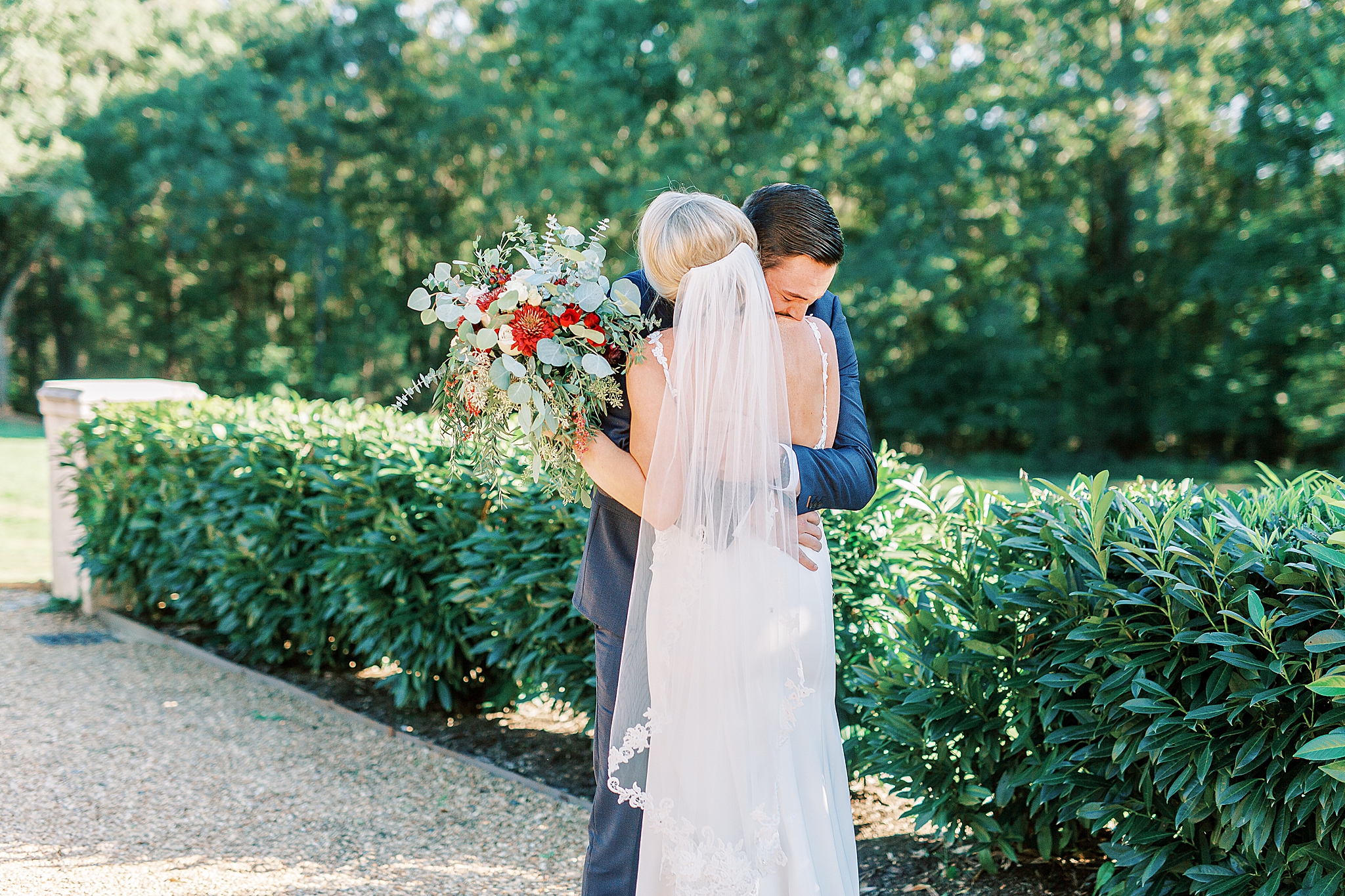 North Carolina elopement first look for bride and groom