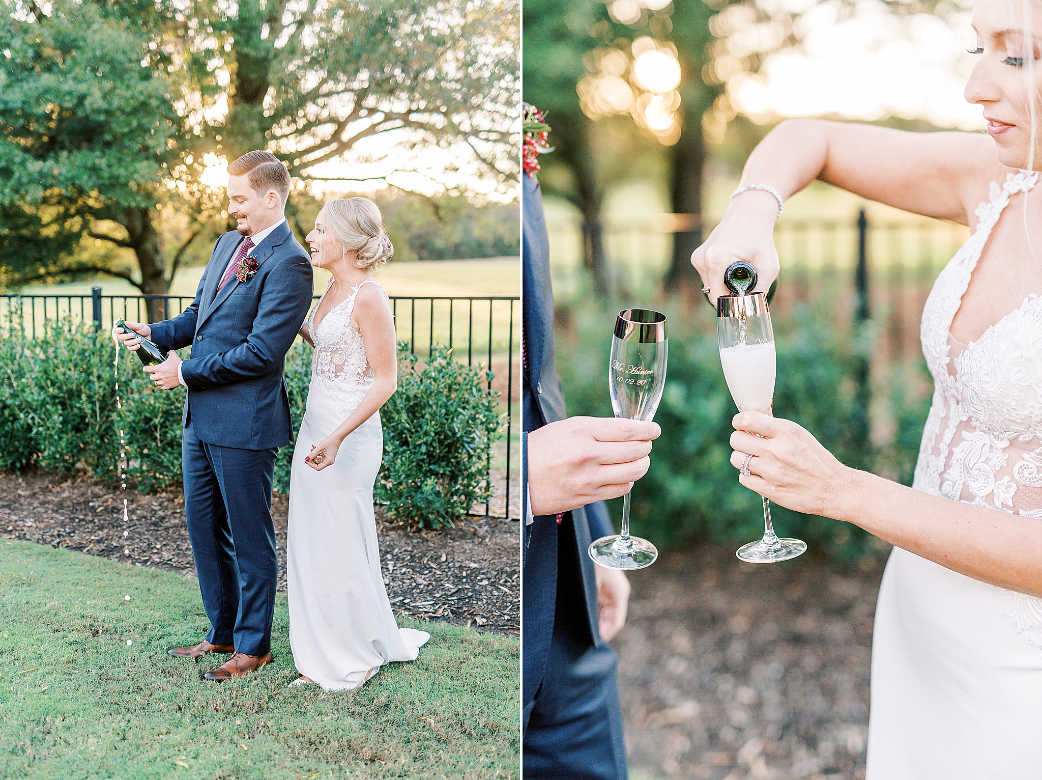 North Carolina champagne toast after elopement
