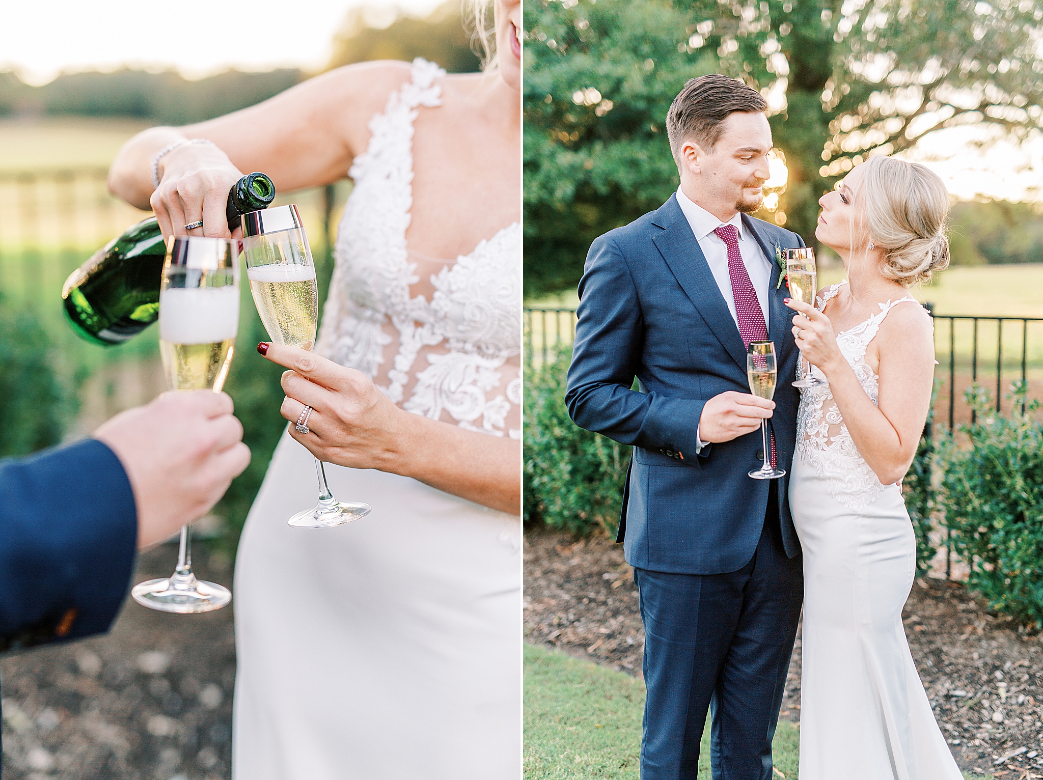 champagne toast for bride and groom after eloping