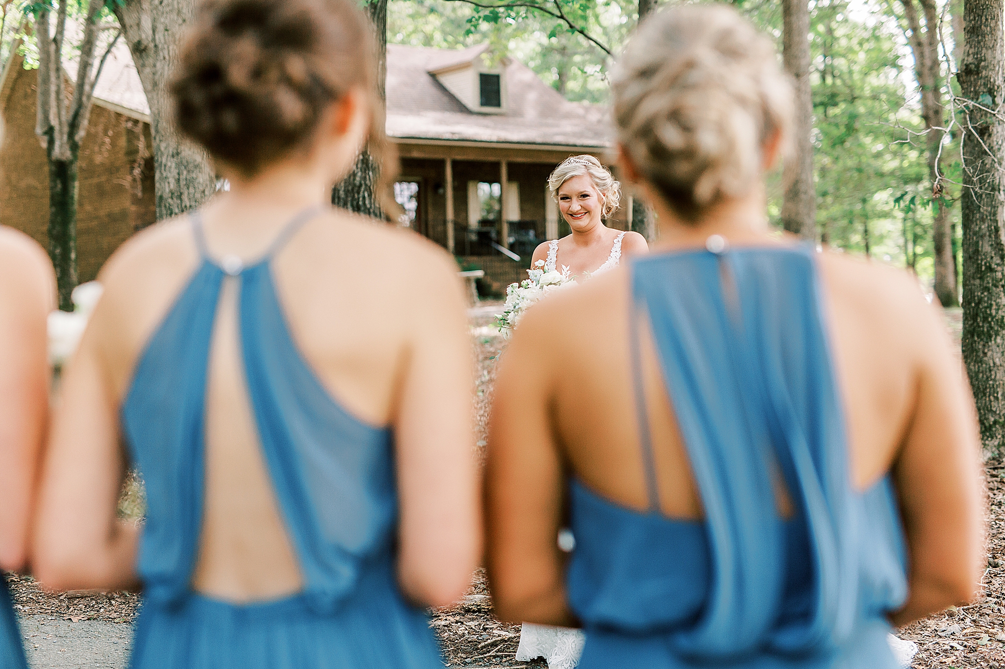 first look for bridesmaids and bride