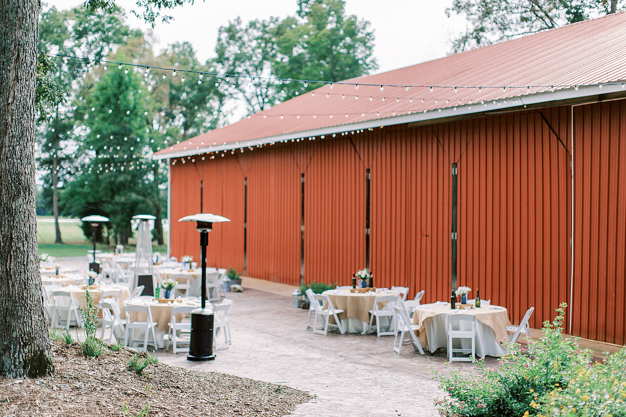 outdoor wedding reception at The Farm at Brusharbor