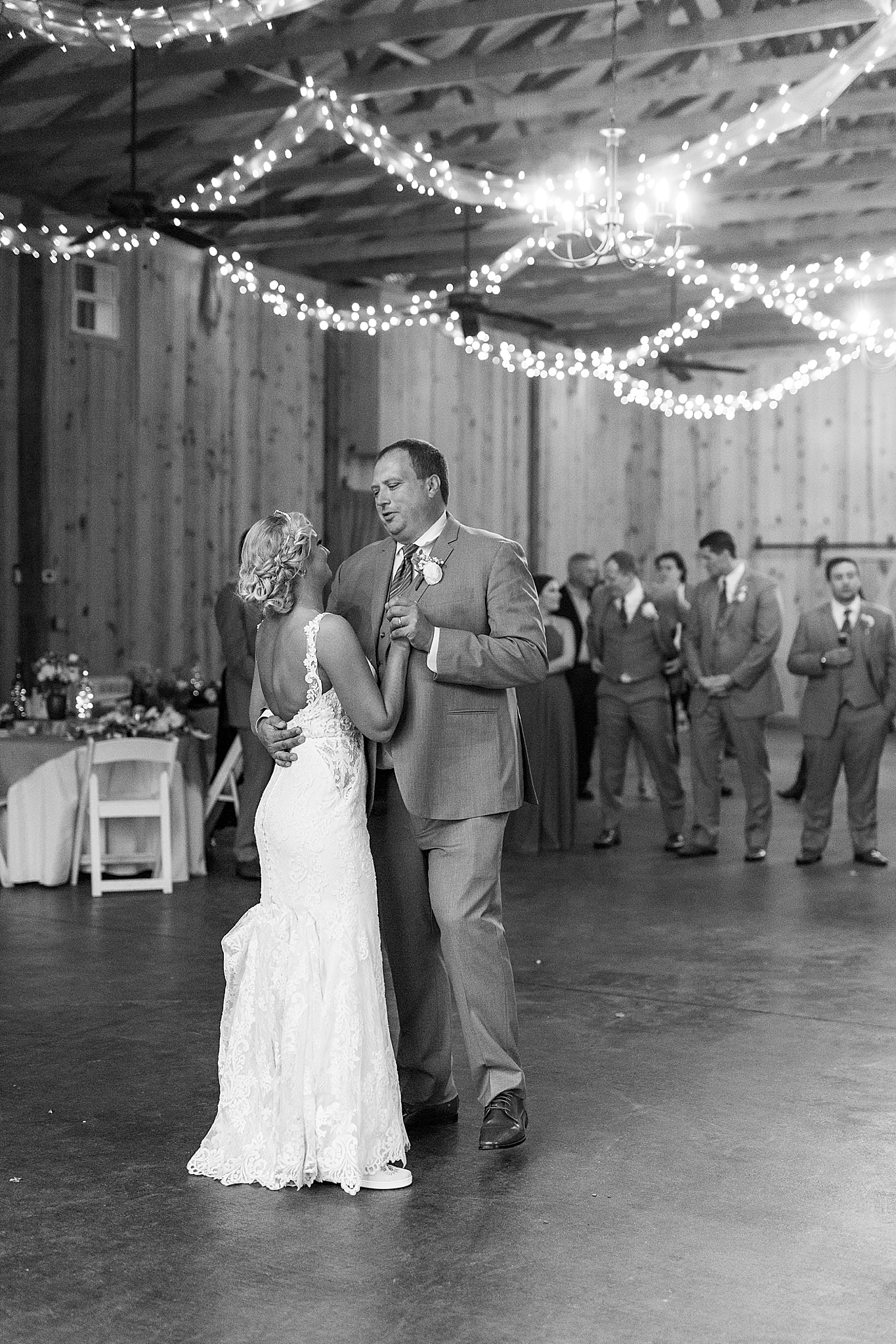 first dance during Concord NC wedding reception at The Farm at Brusharbor