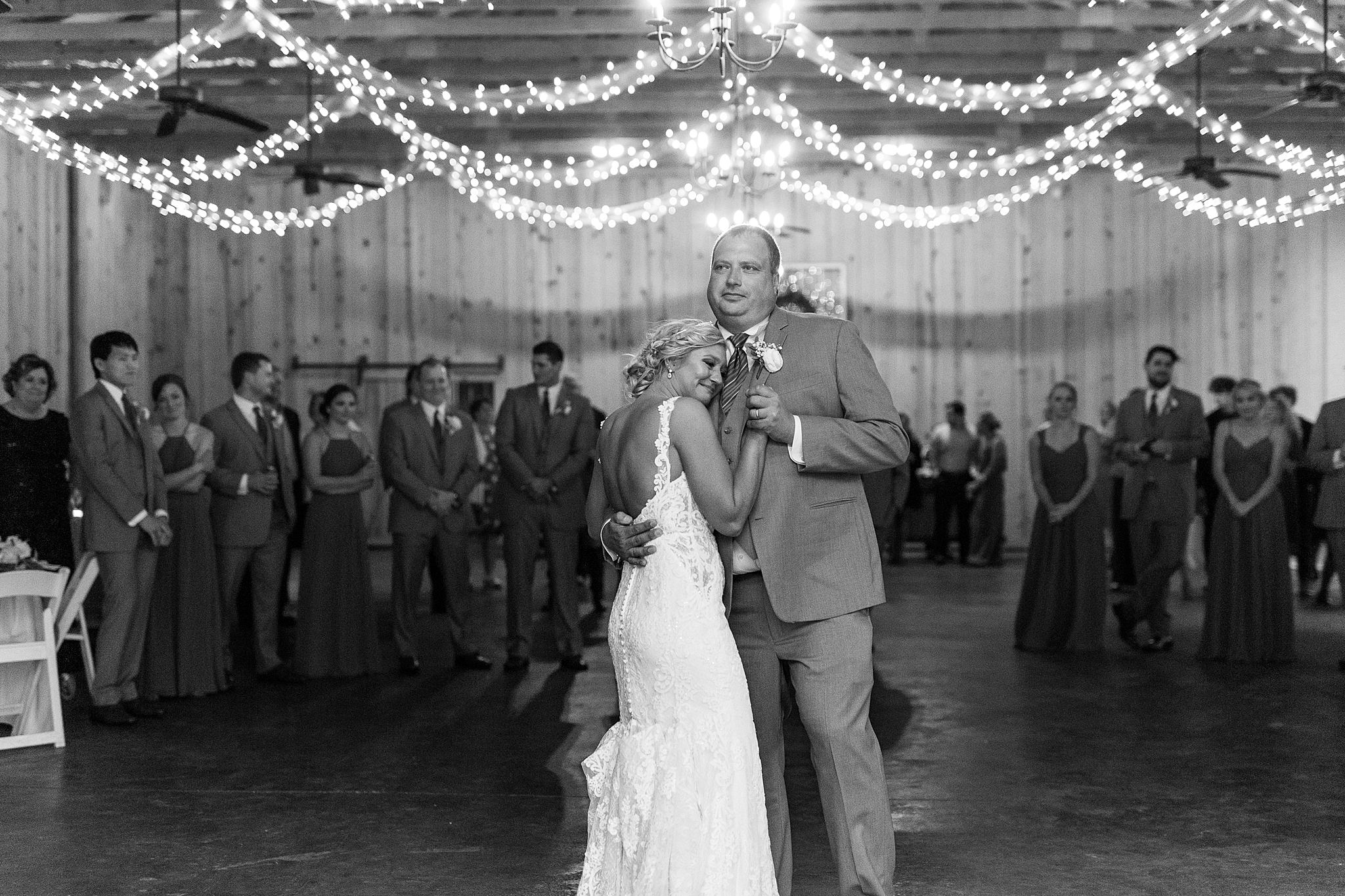 bride and dad dance during North Carolina wedding reception
