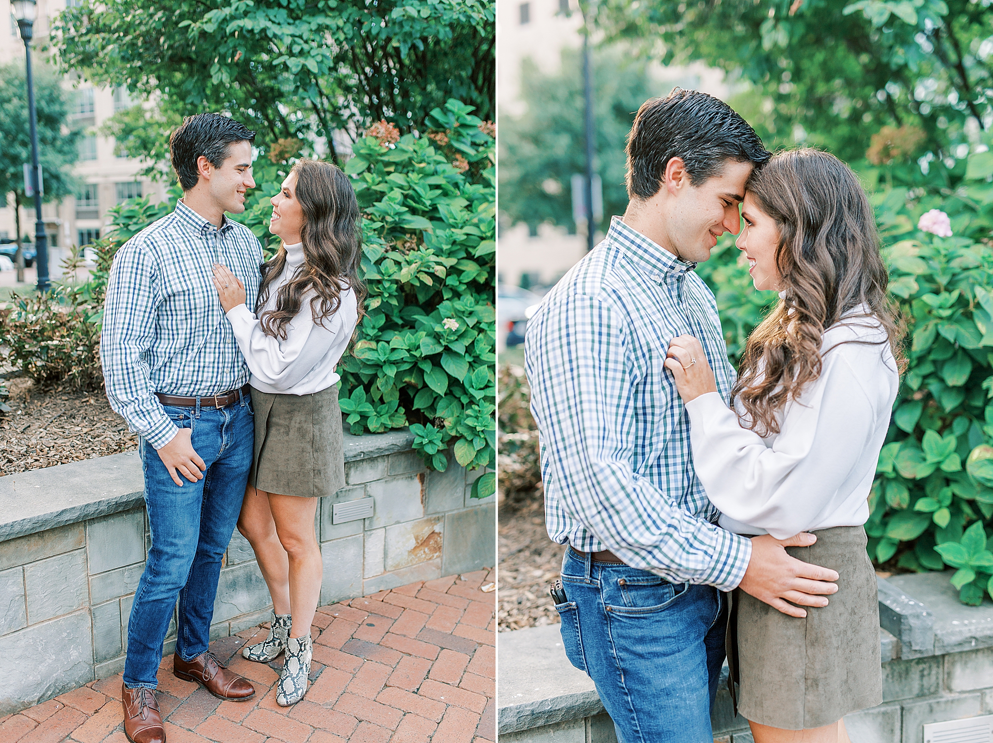 uptown Charlotte engagement session in the fall