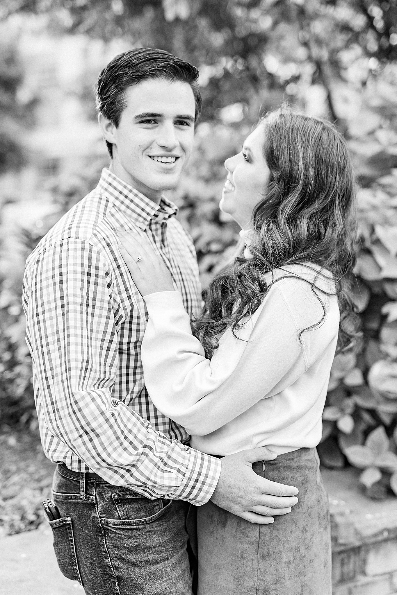 black and white engagement session in Charlotte NC