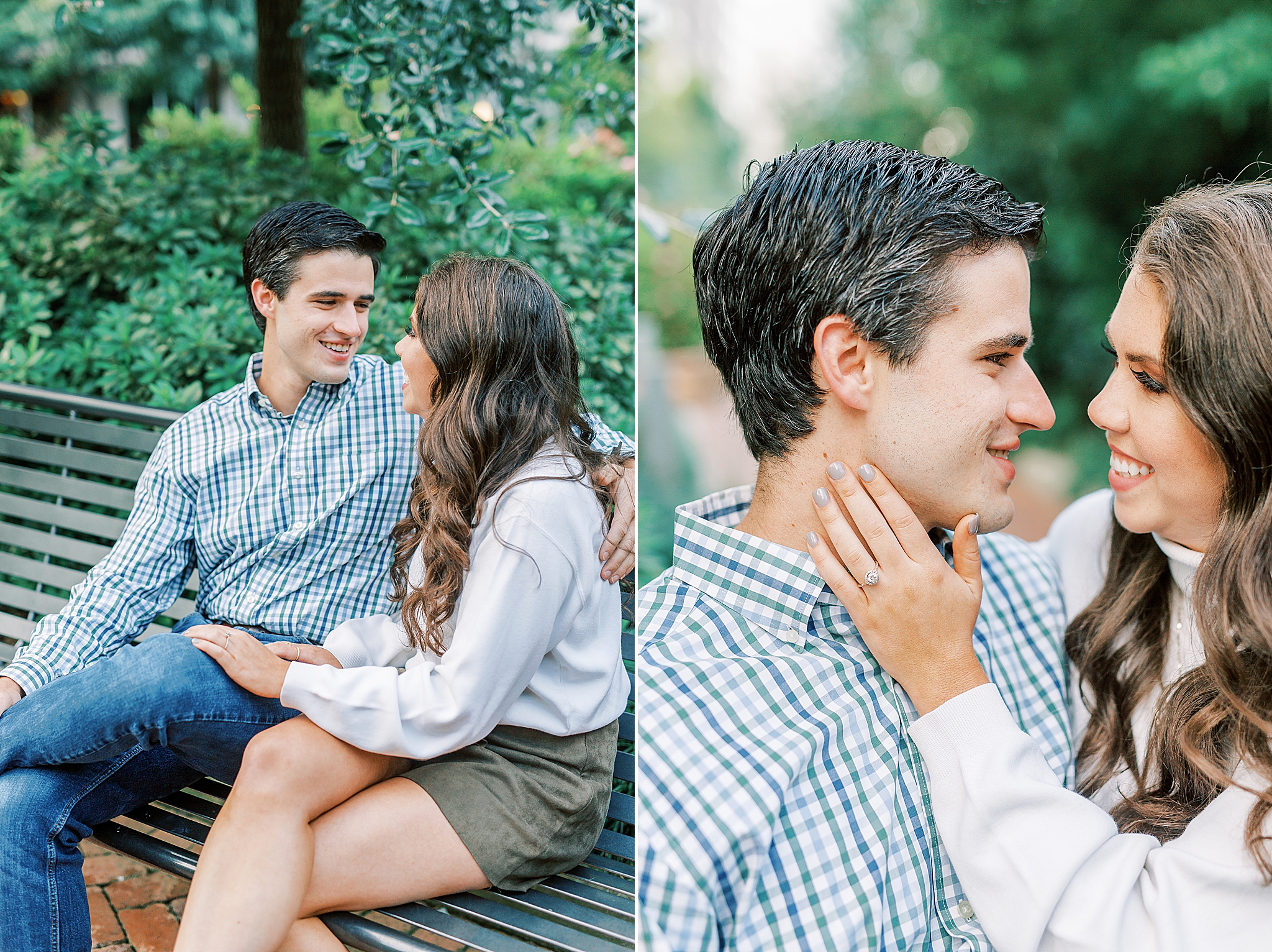 engagement photos with young couple in Romare Bearden Park