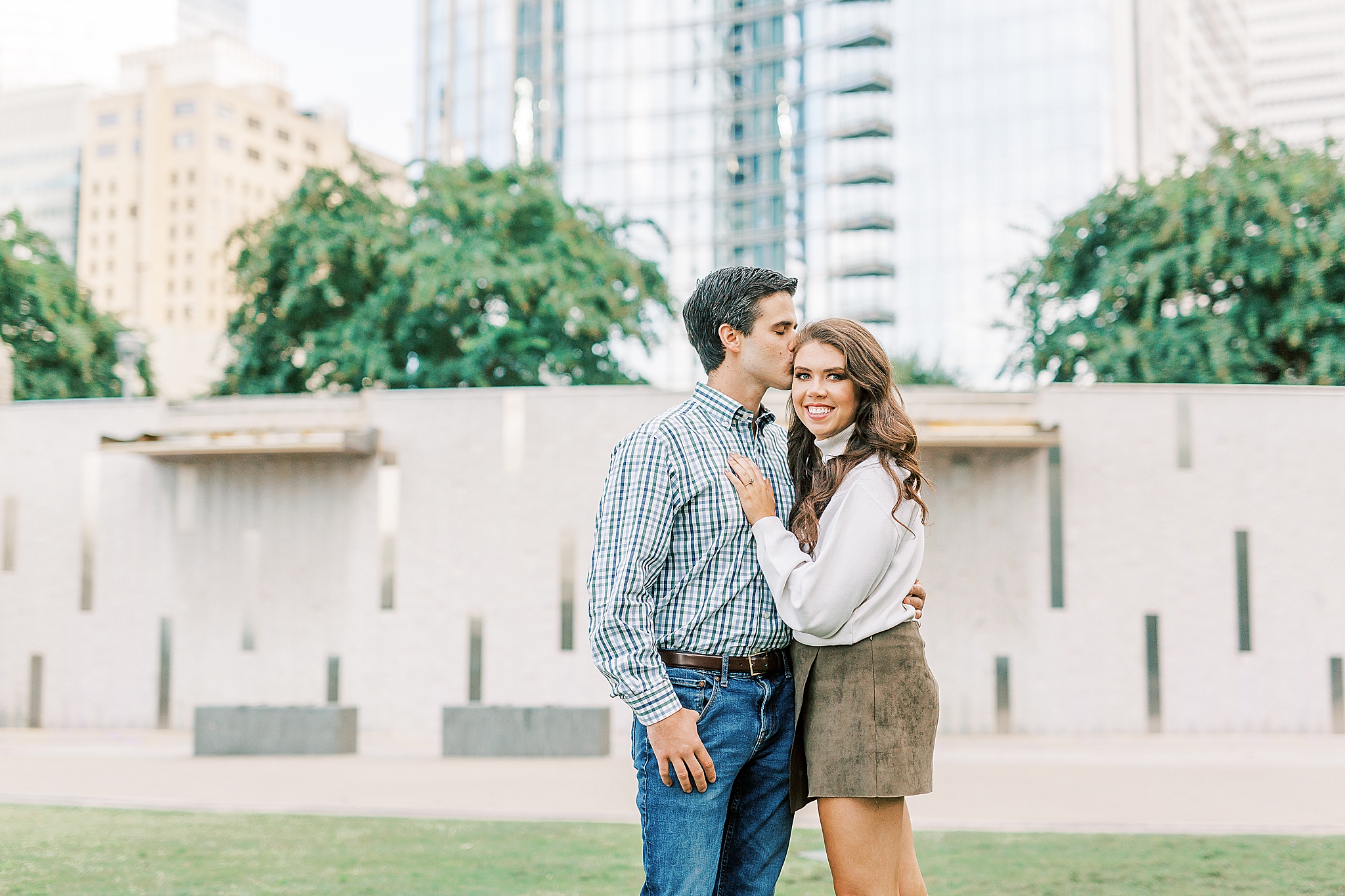 engagement portraits in city center with Charlotte photographer