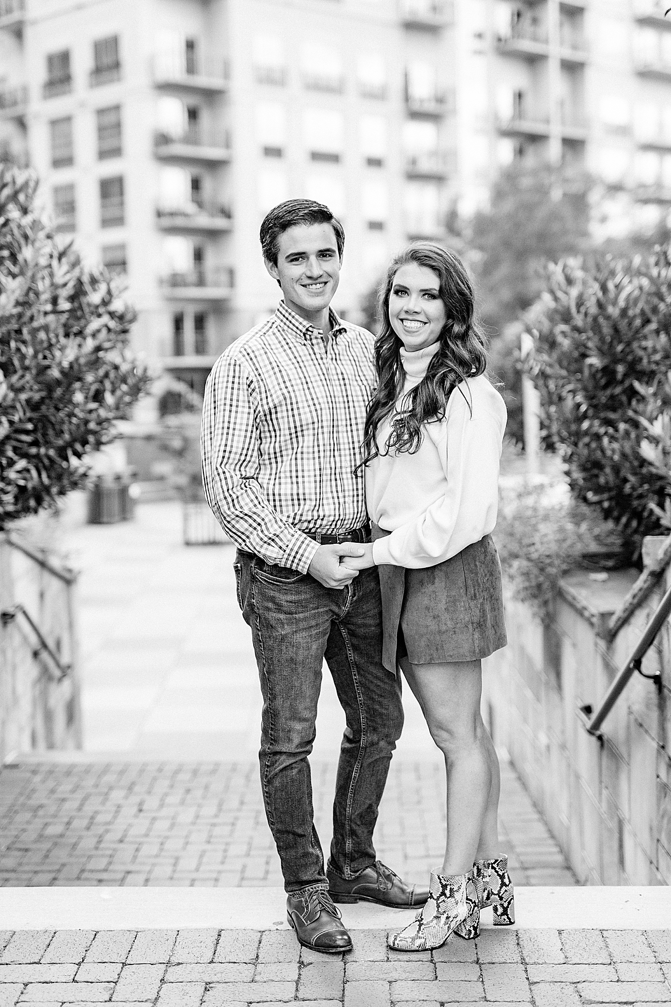 fall engagement photos in Uptown Charlotte