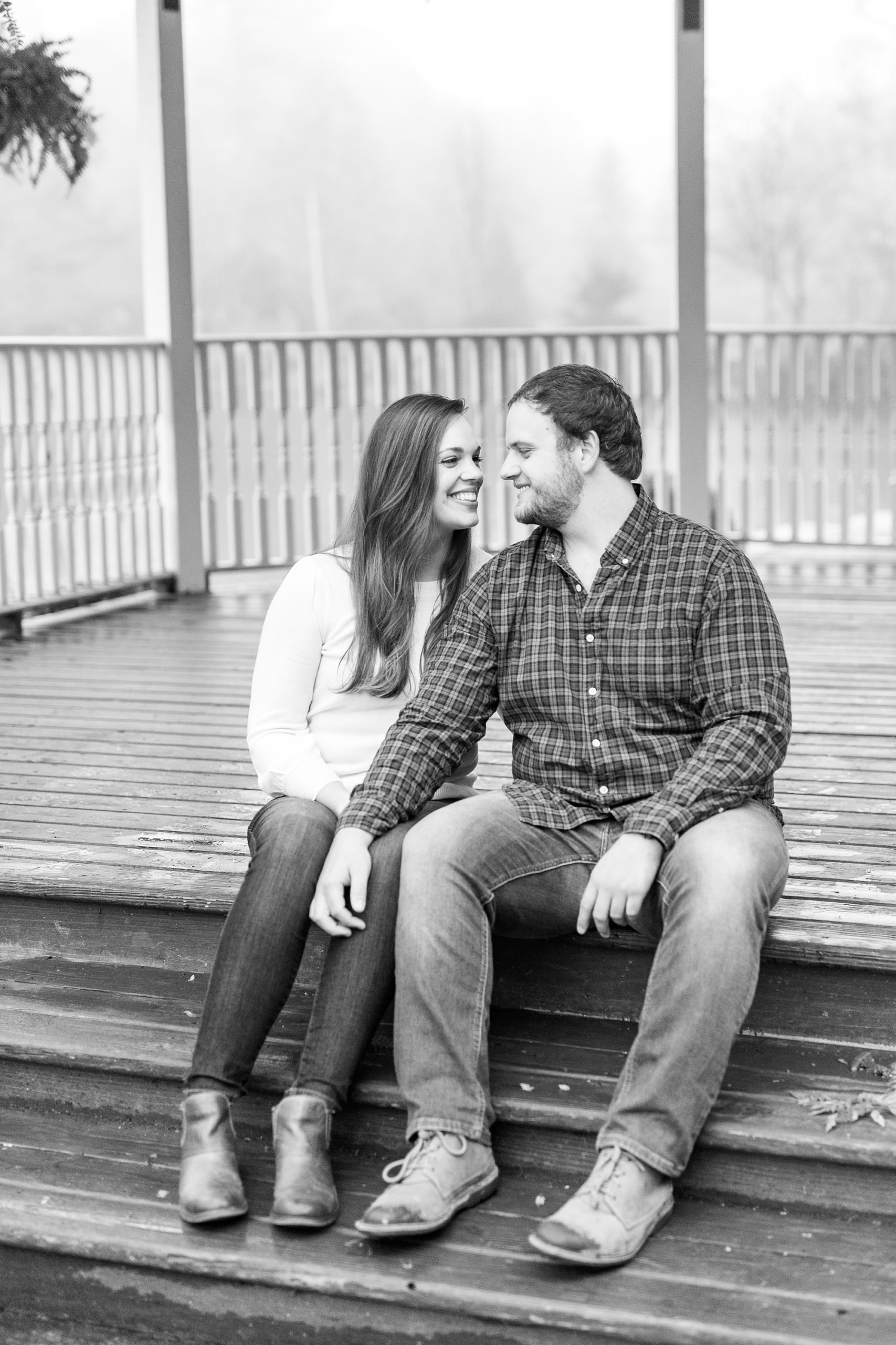 romantic rainy engagement session in Blowing Rock