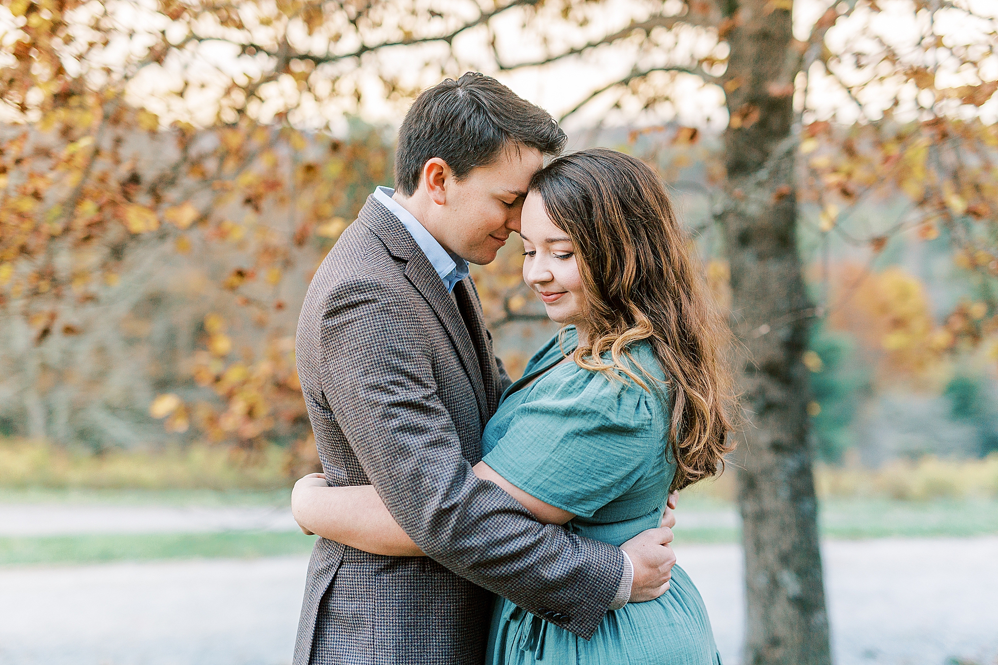 couple hugs during NC engagement photos