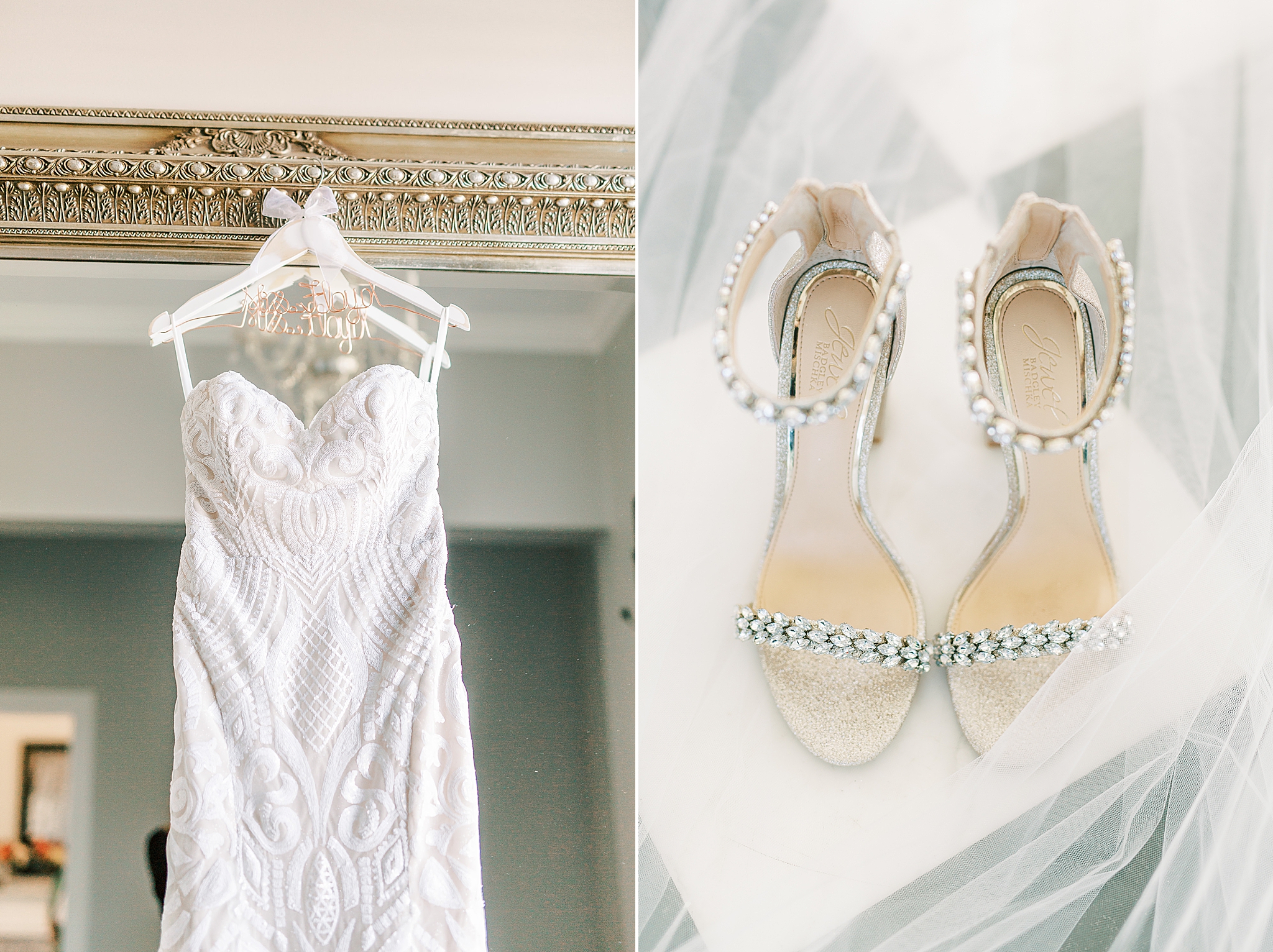 bride's classic details for dinner wedding party