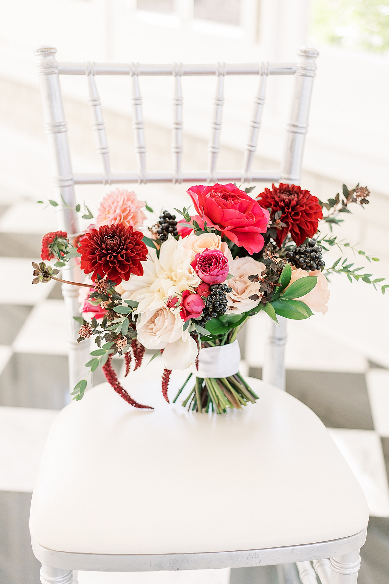 bride's red and pink bouquet by Julep Floral