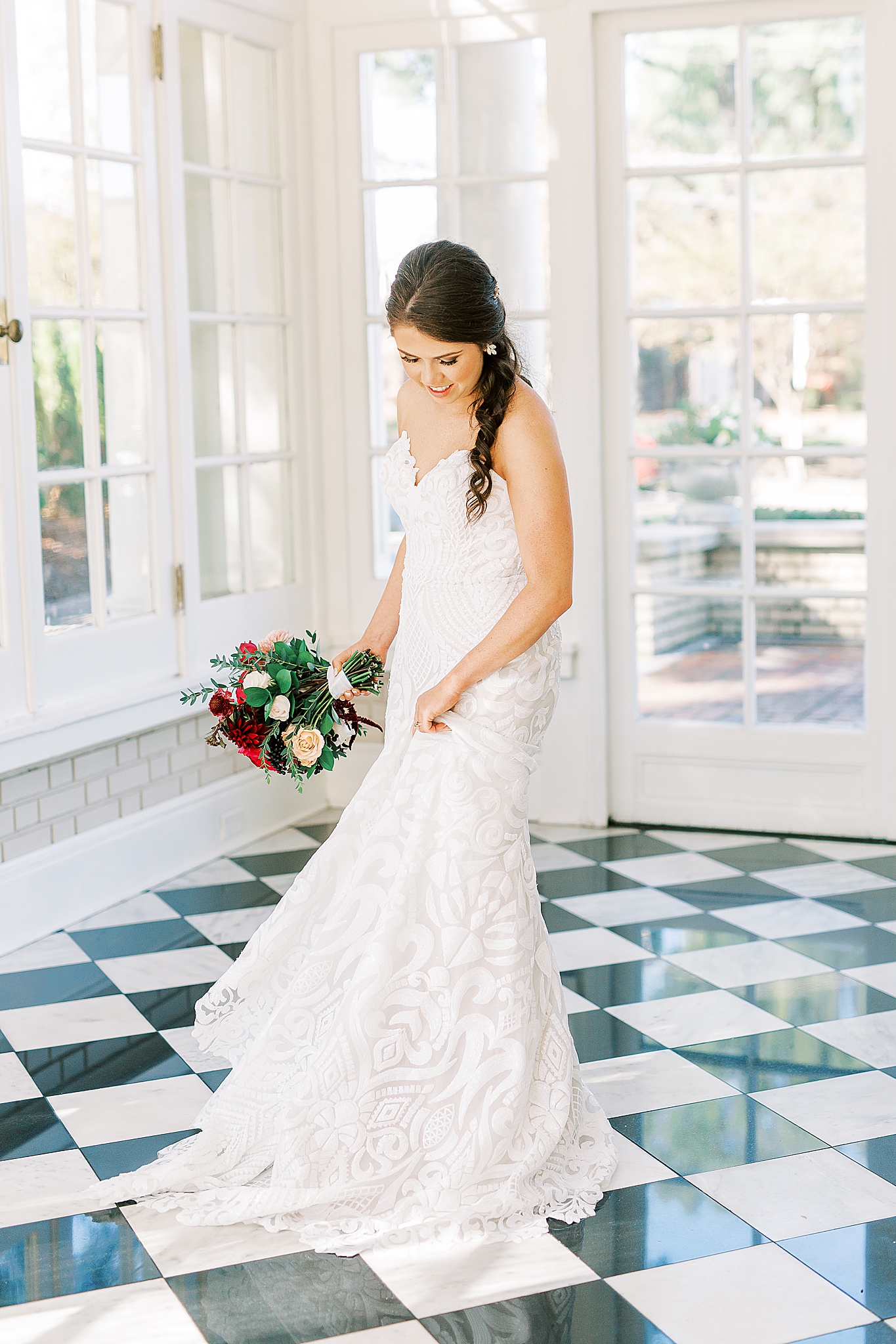 bride twirls wedding gown during Separk Mansion wedding