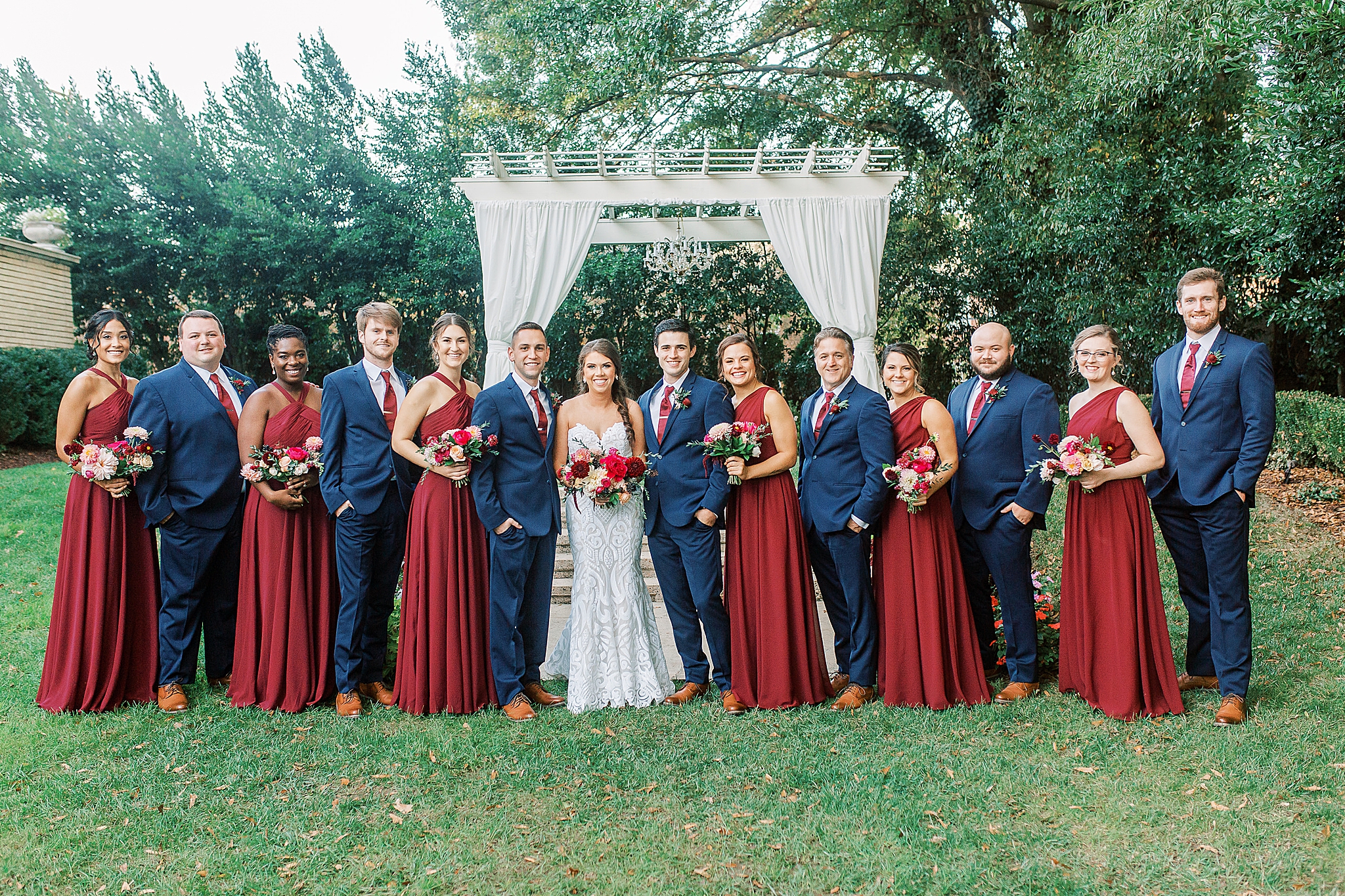bridal party poses at Separk Mansion in Charlotte NC