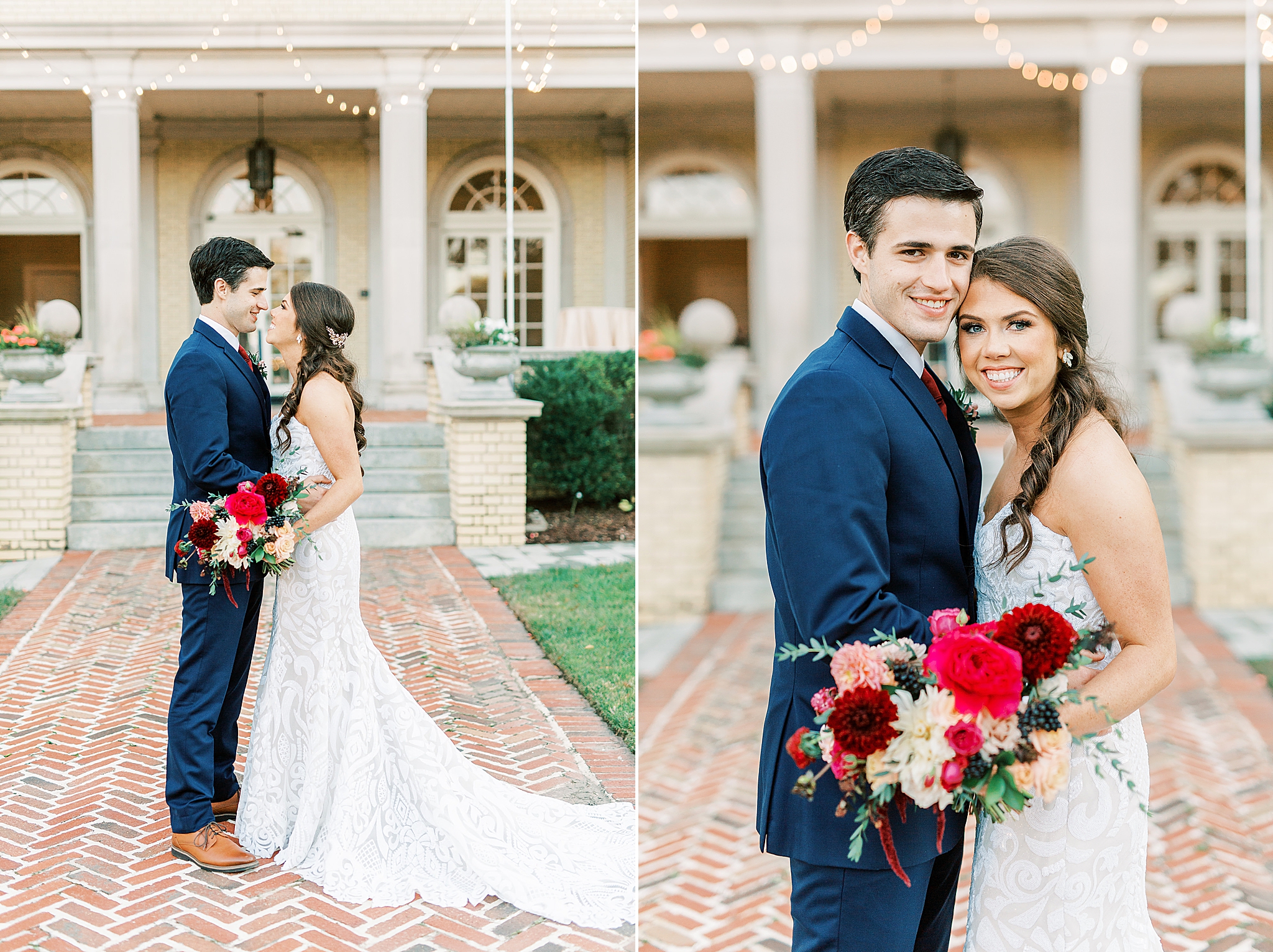 romantic wedding portraits with twinkle lights in Charlotte NC