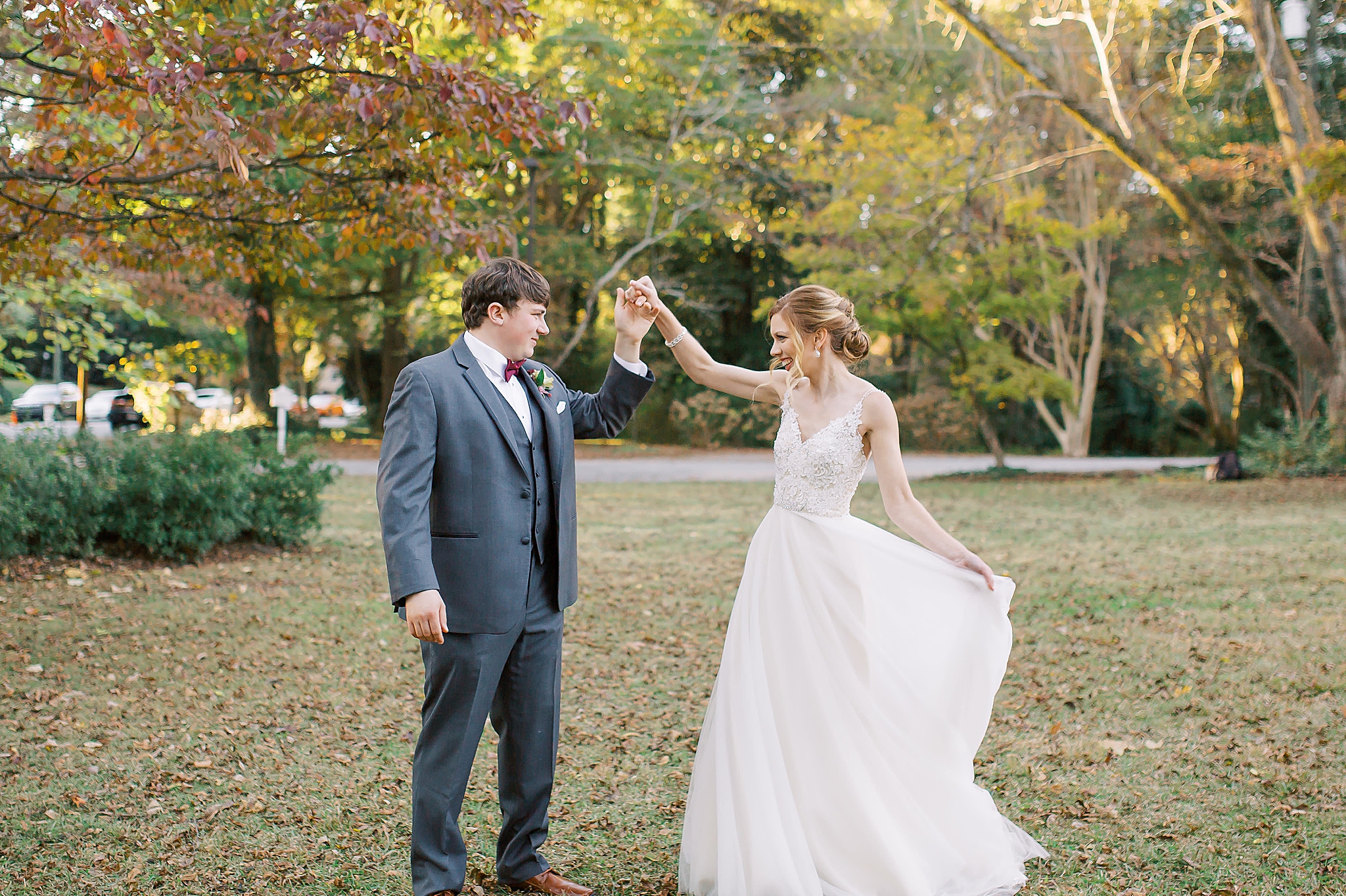 portraits of bride and groom at Ritchie Hill in Concord NC