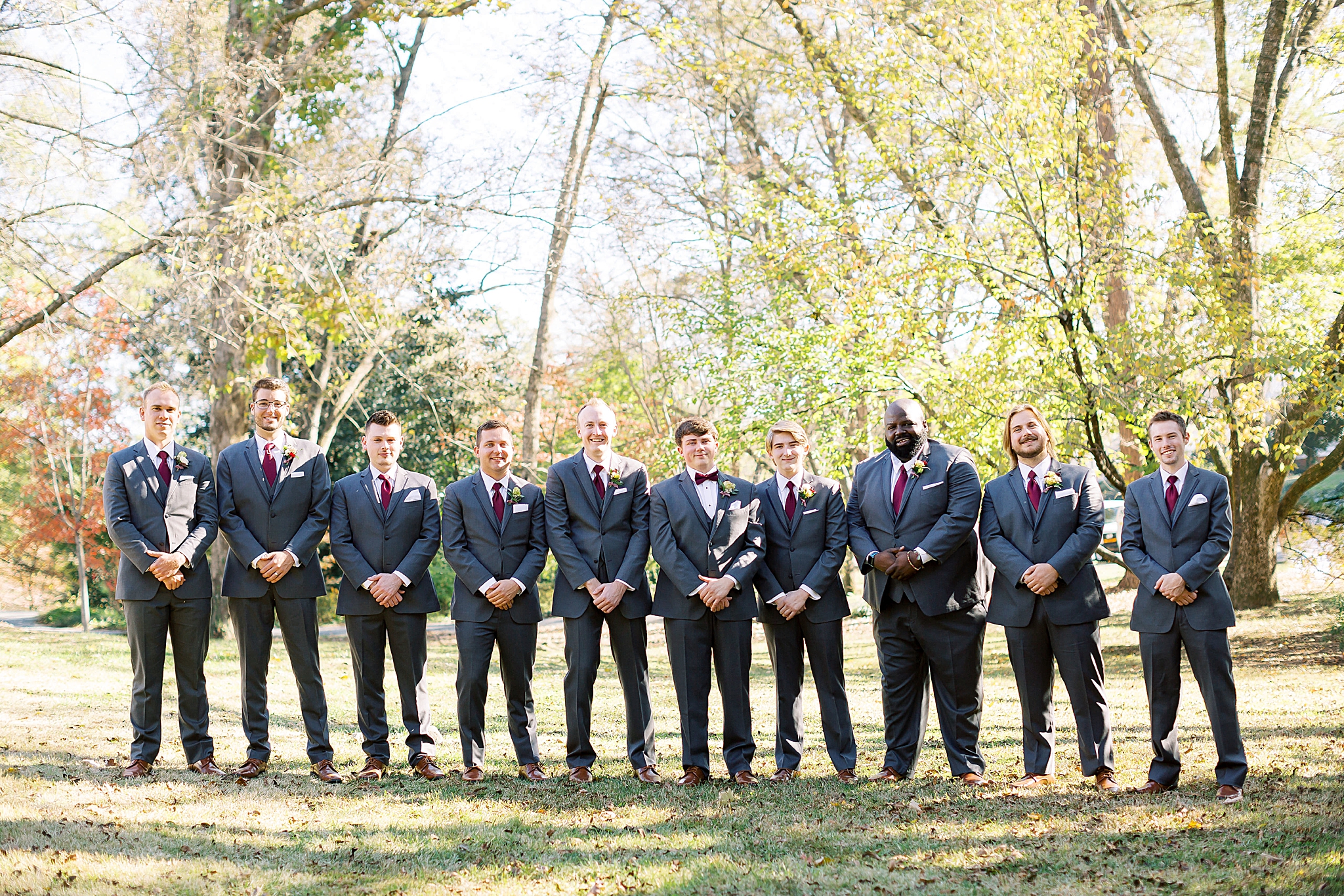 portraits of wedding party in Concord NC