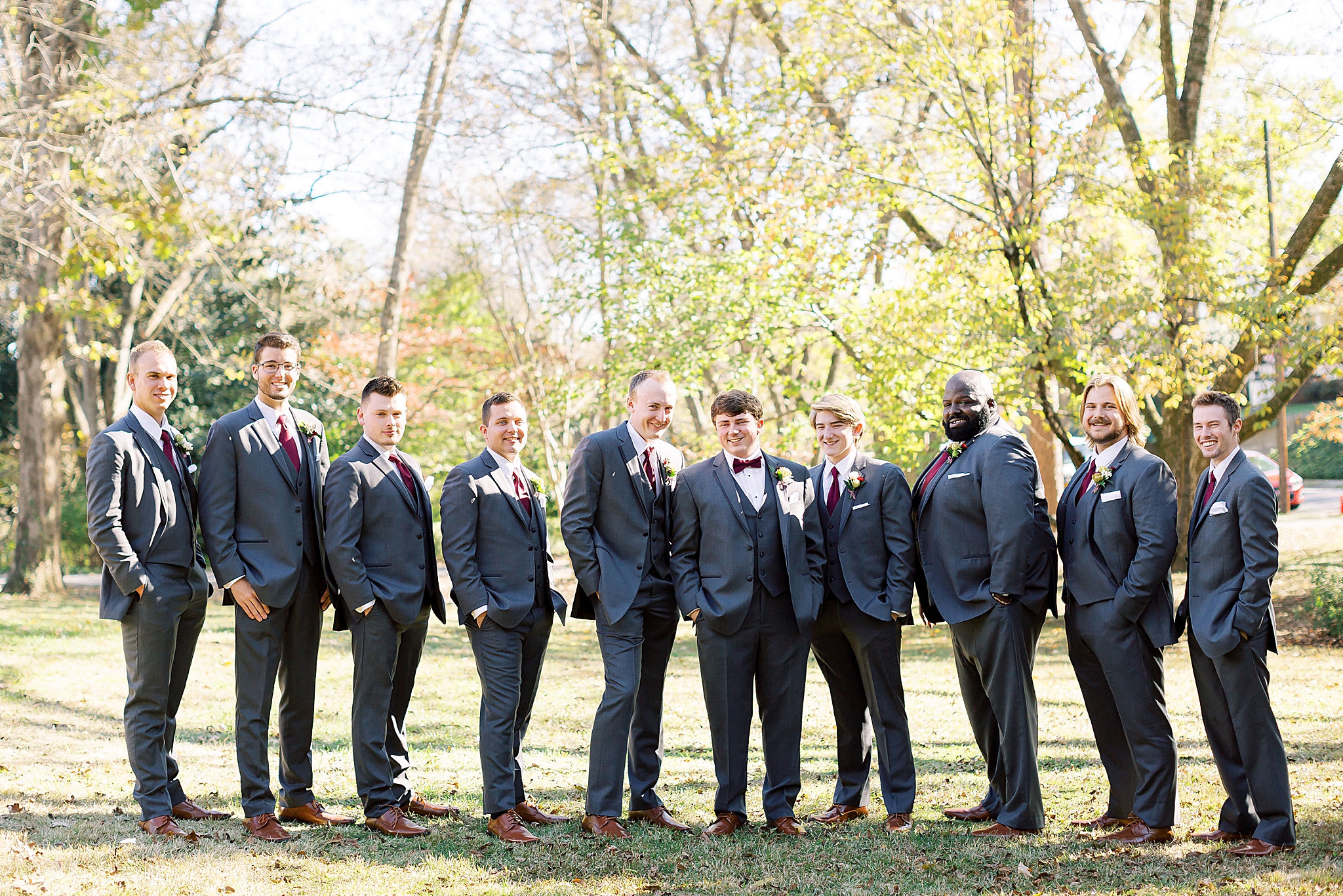 portraits of wedding party in Concord NC