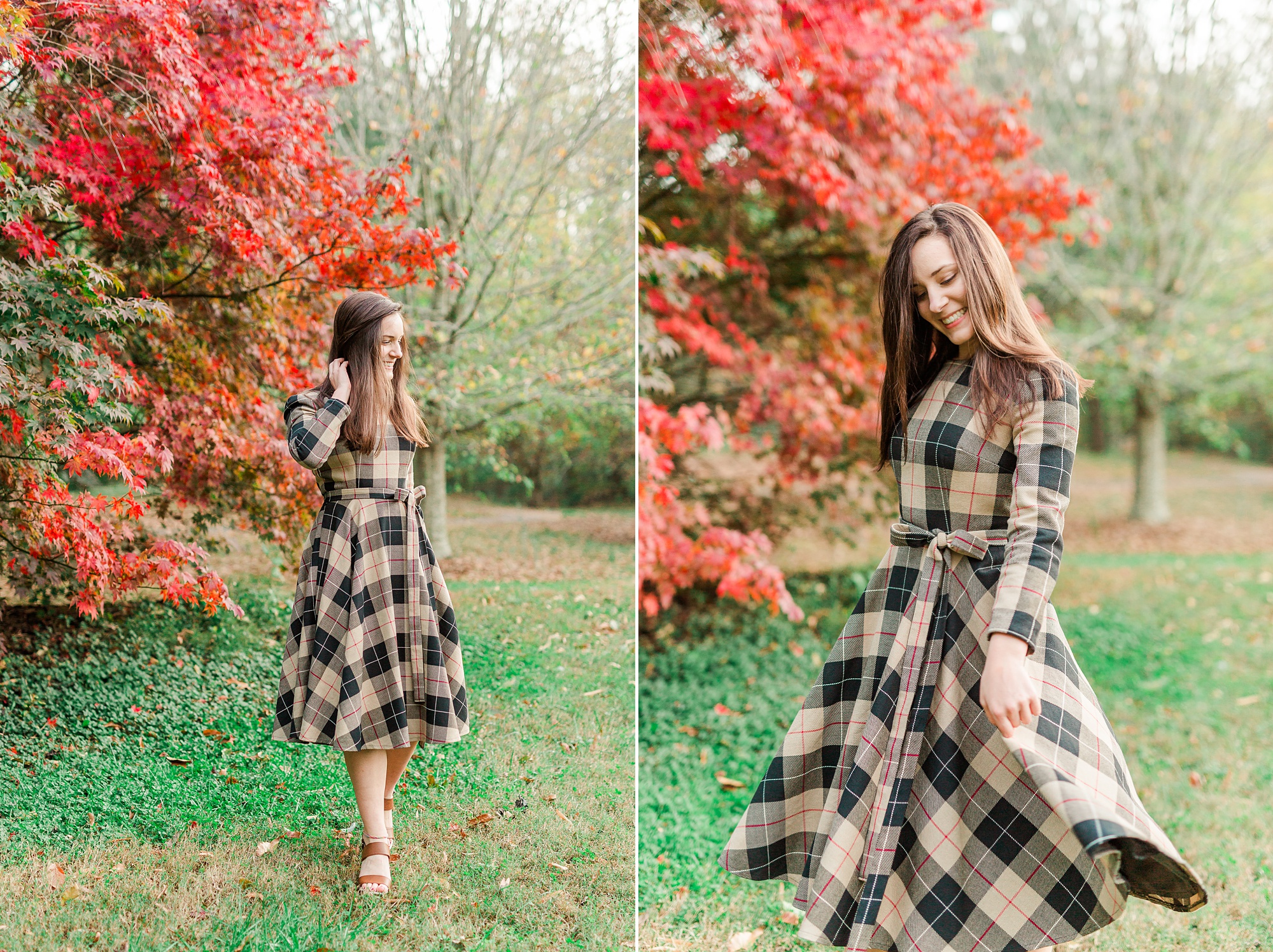 senior twirls in vintage inspired dress during senior photos