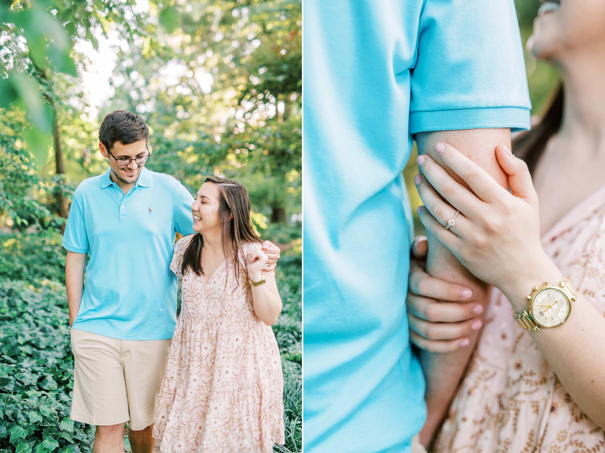 engagement session in the summer at Fourth Ward Park