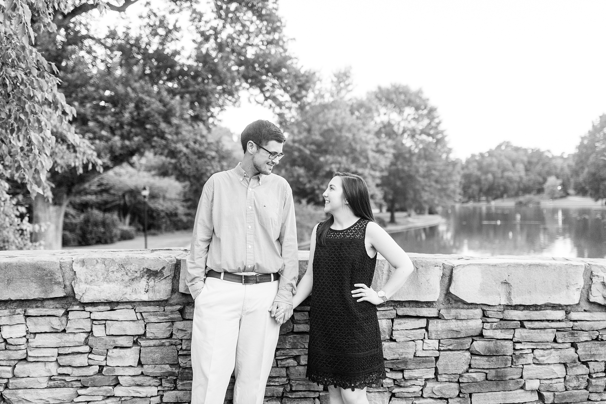 Freedom Park engagement portraits by brick wall