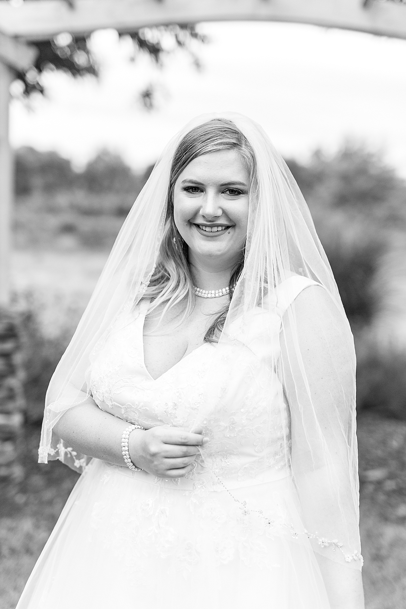 black and white bridal portrait in North Carolina