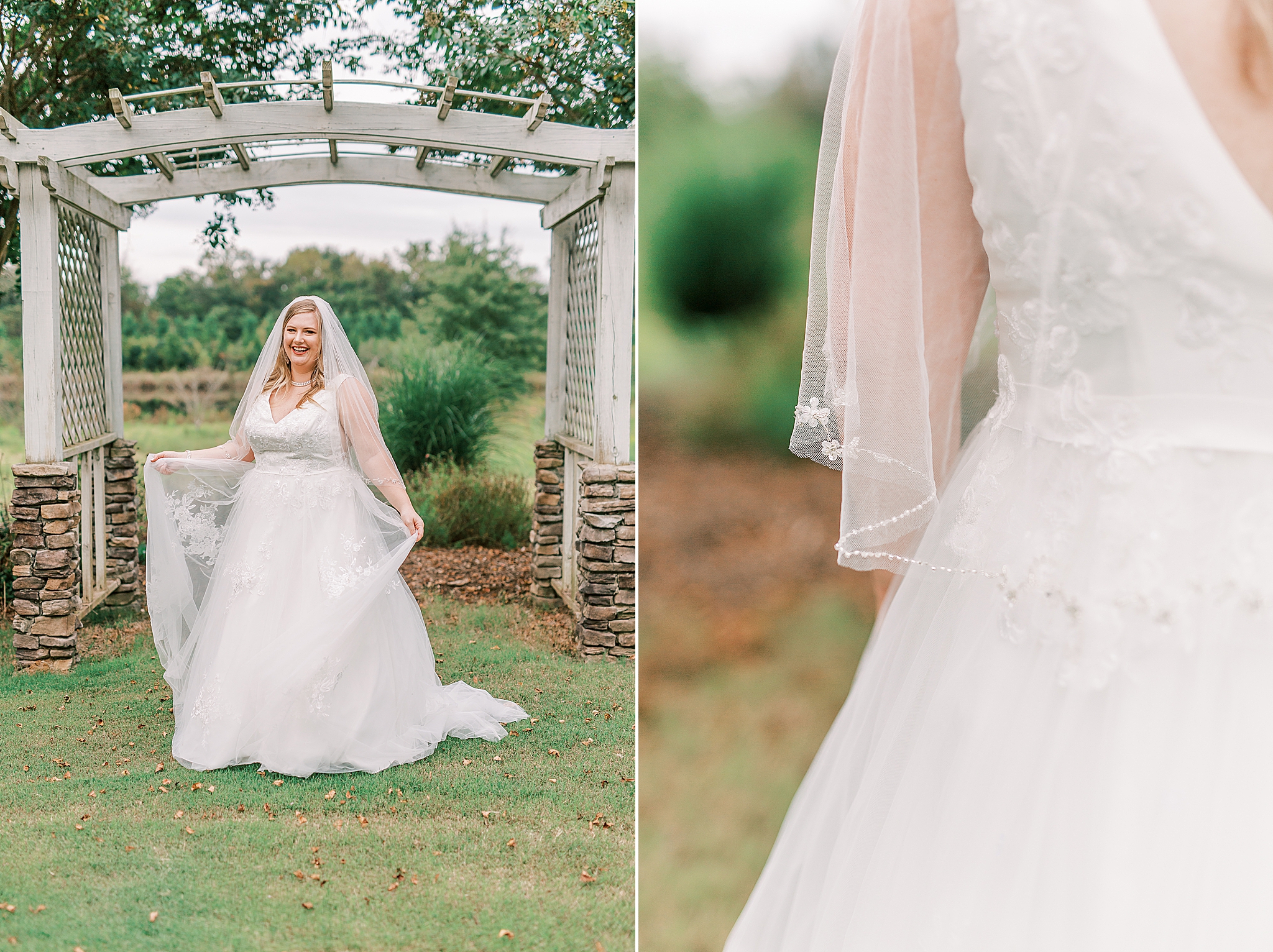 portraits of bride with veil during The Arbors bridal portraits