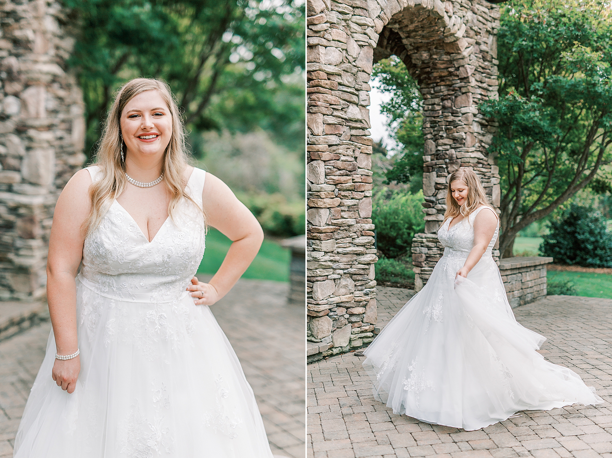 bride twirls wedding gown in North Carolina