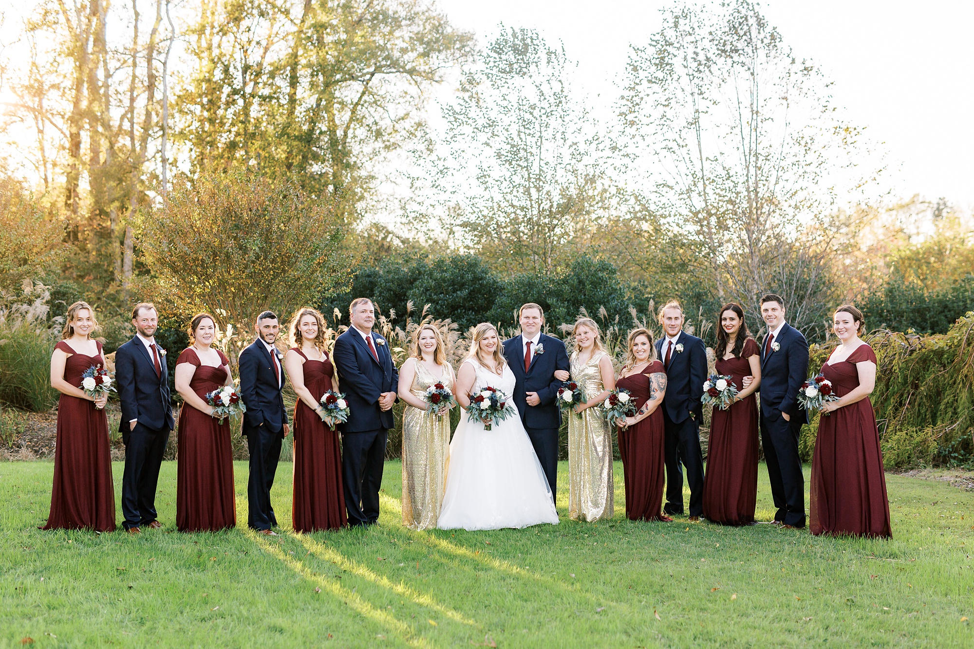portraits of wedding party at Arbors Events