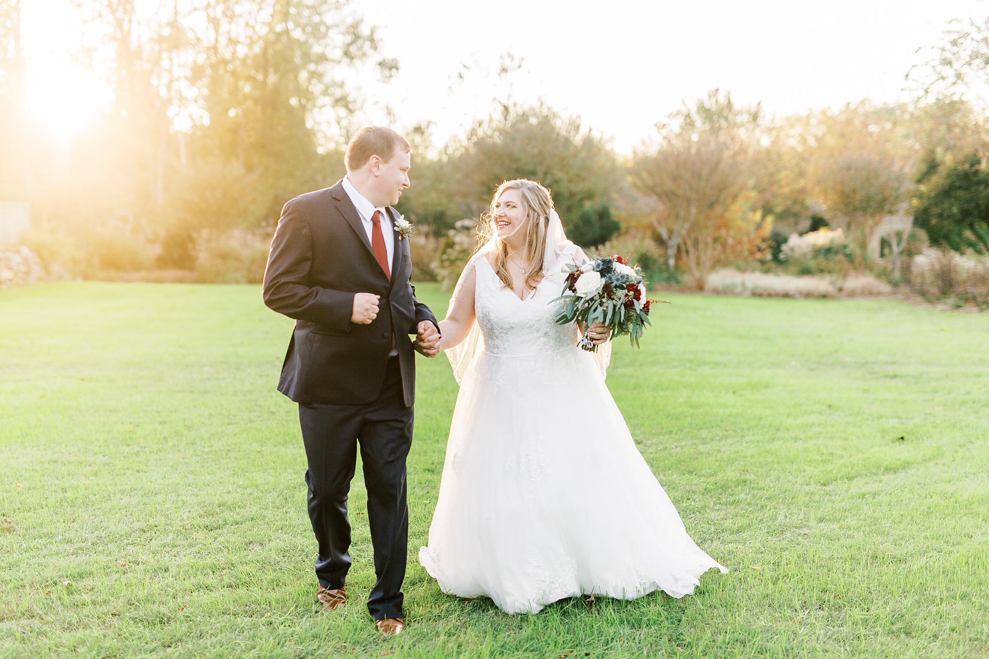 sunset wedding portraits at the Arbors Events