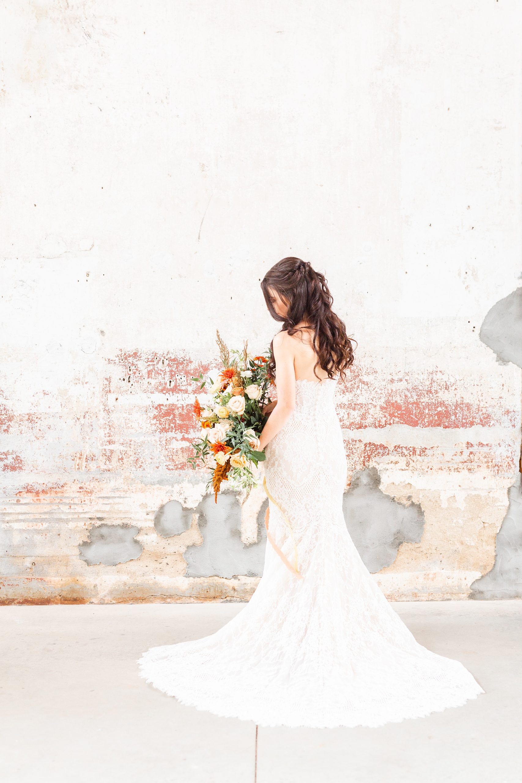 Providence Cotton Mill bridal portrait of bride in gown