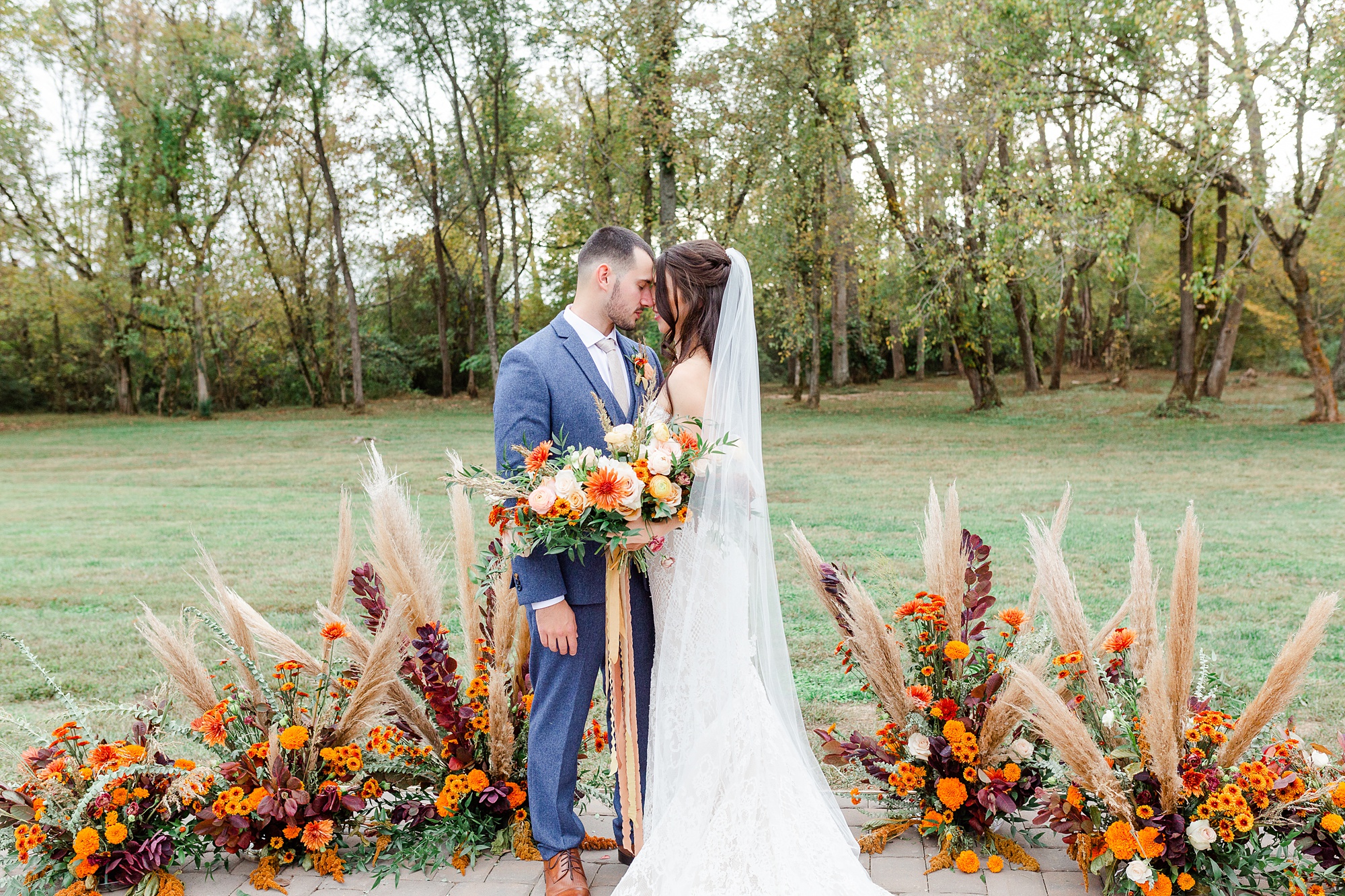 romantic fall wedding ceremony at Providence Cotton Mill