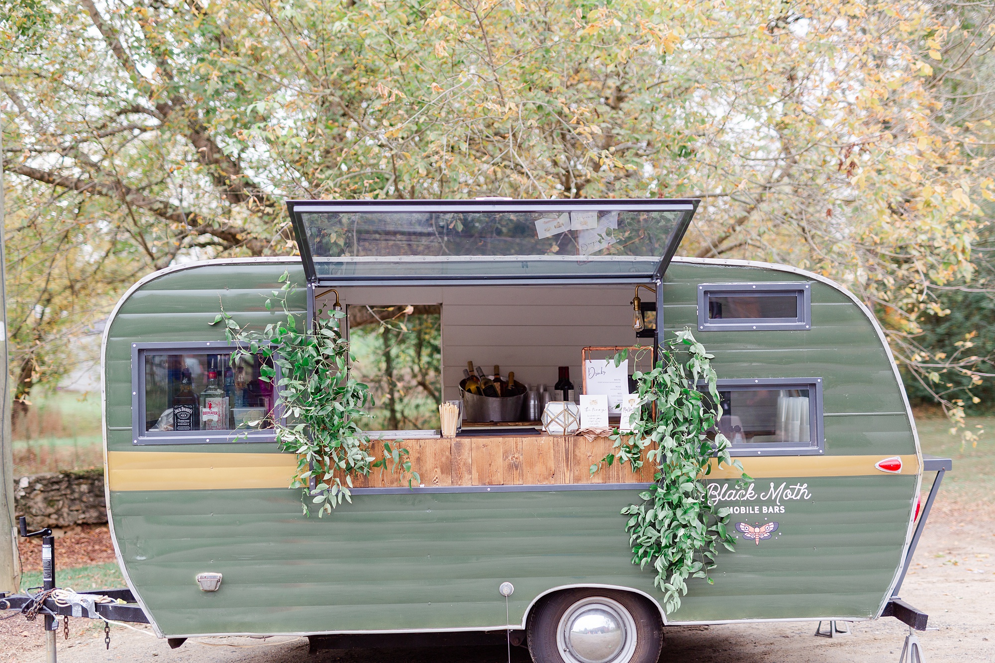 mobile bar at Providence Cotton Mill wedding reception