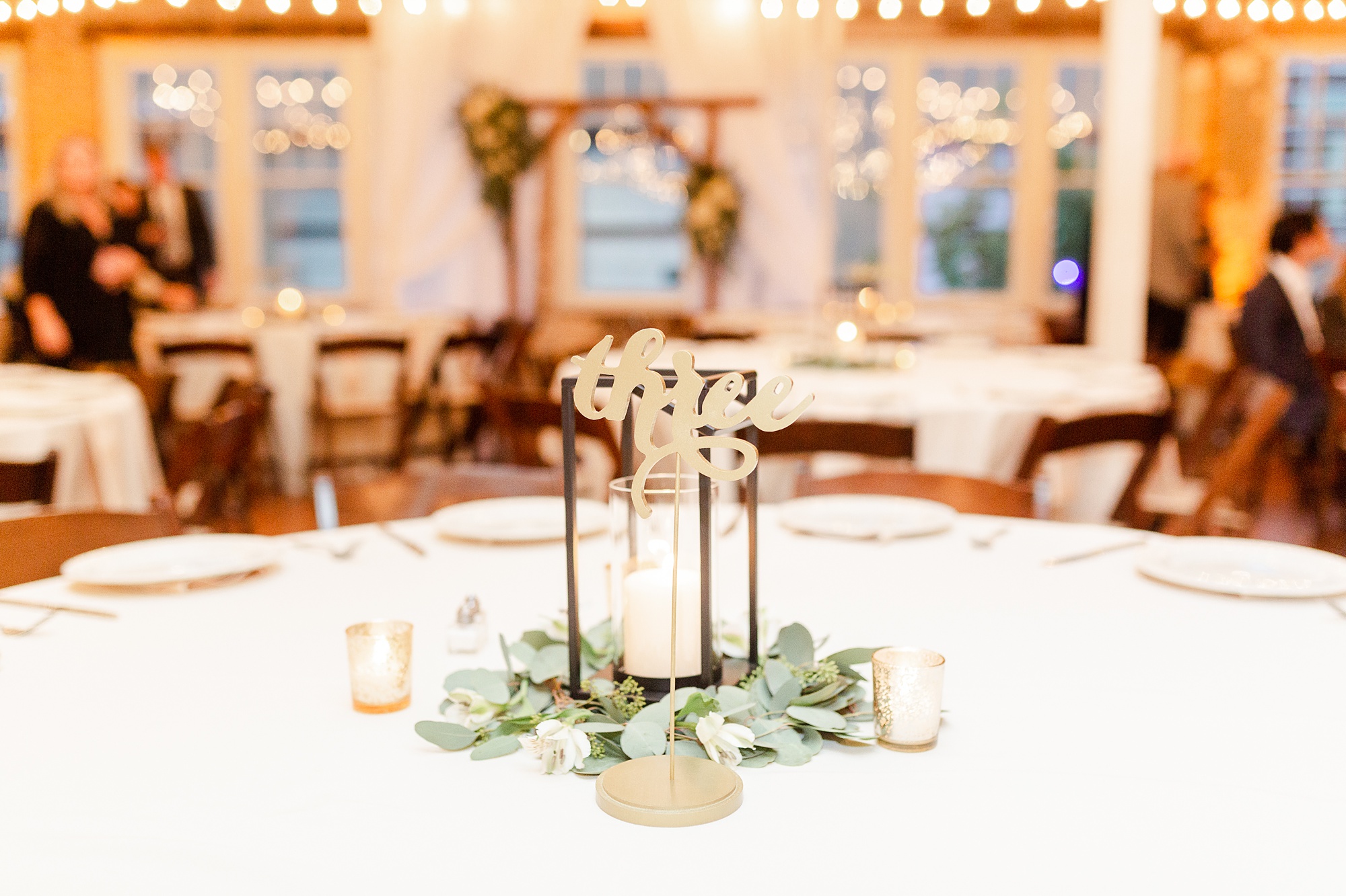 centerpiece with gold letters for Raleigh NC wedding reception