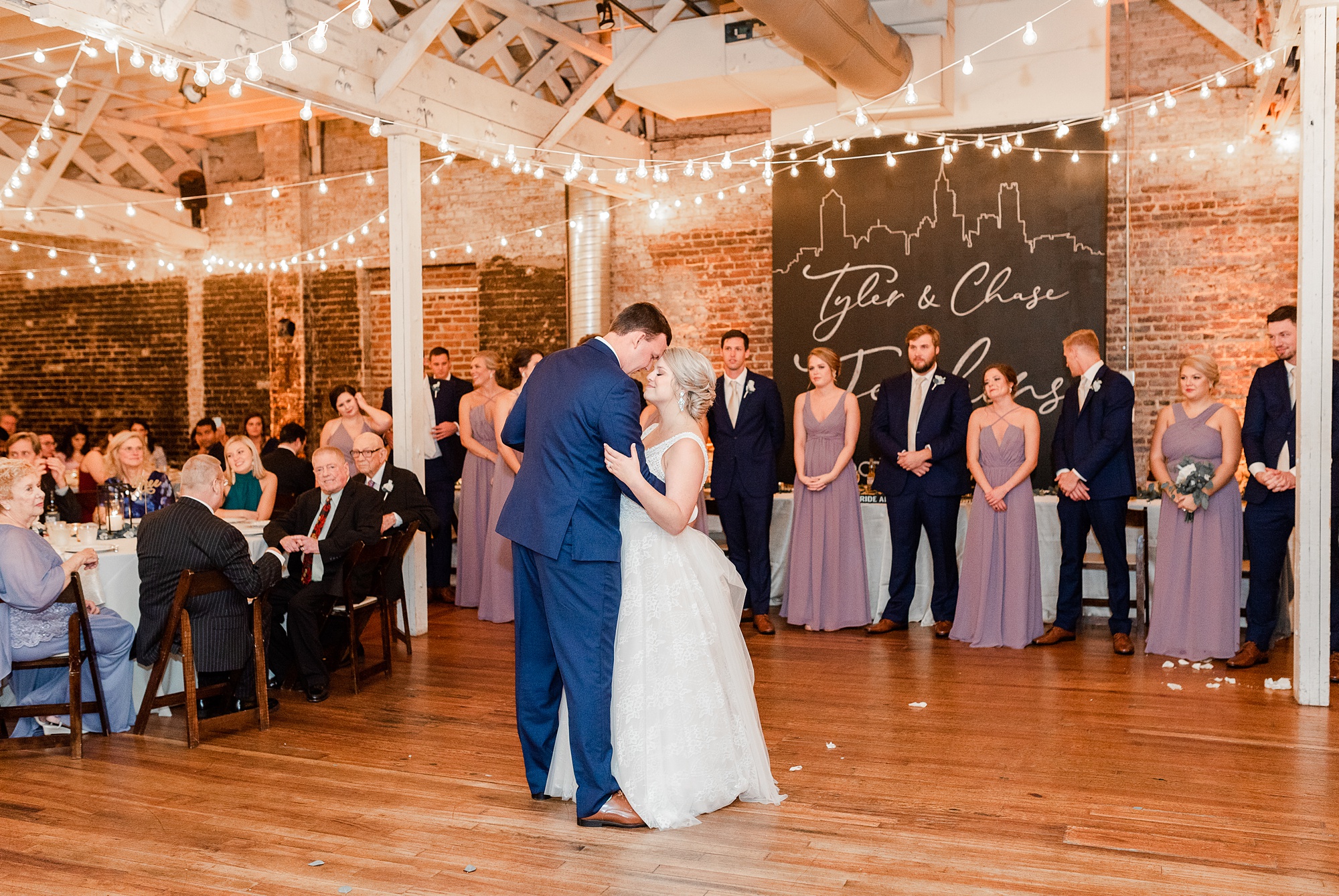 bride and groom dance during Raleigh NC wedding reception