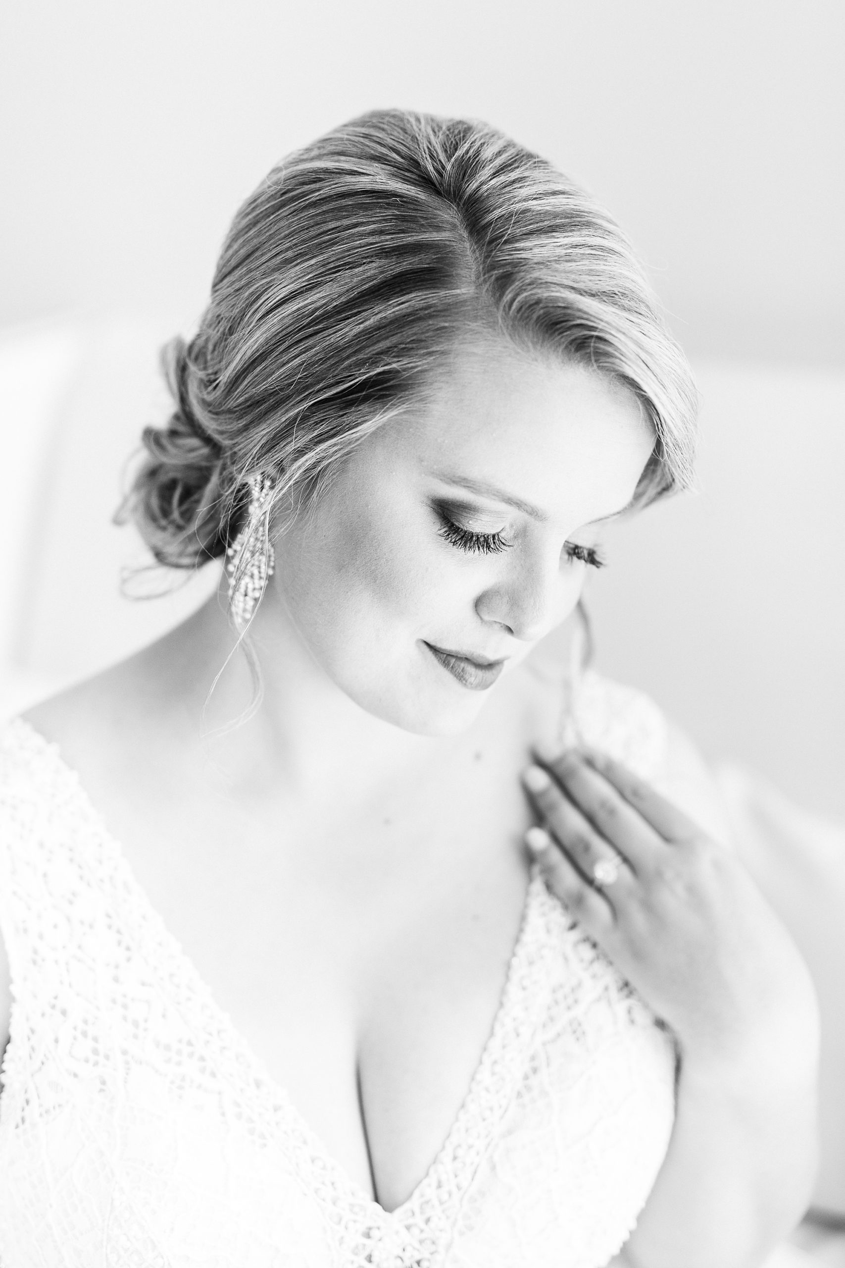 black and white bridal portraits in Raleigh