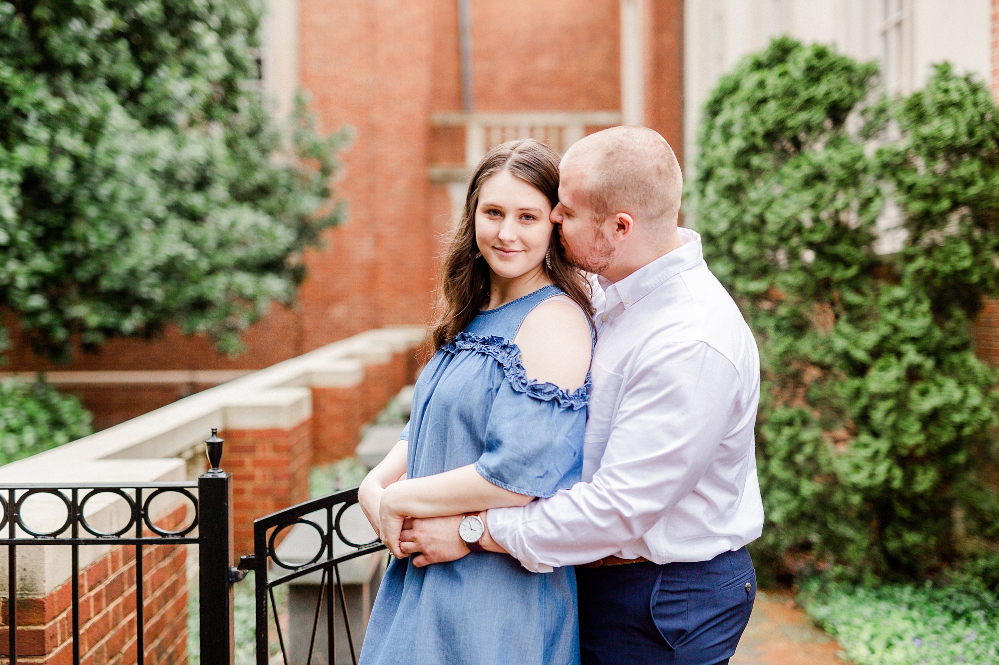 spring engagement session in Downtown Davidson