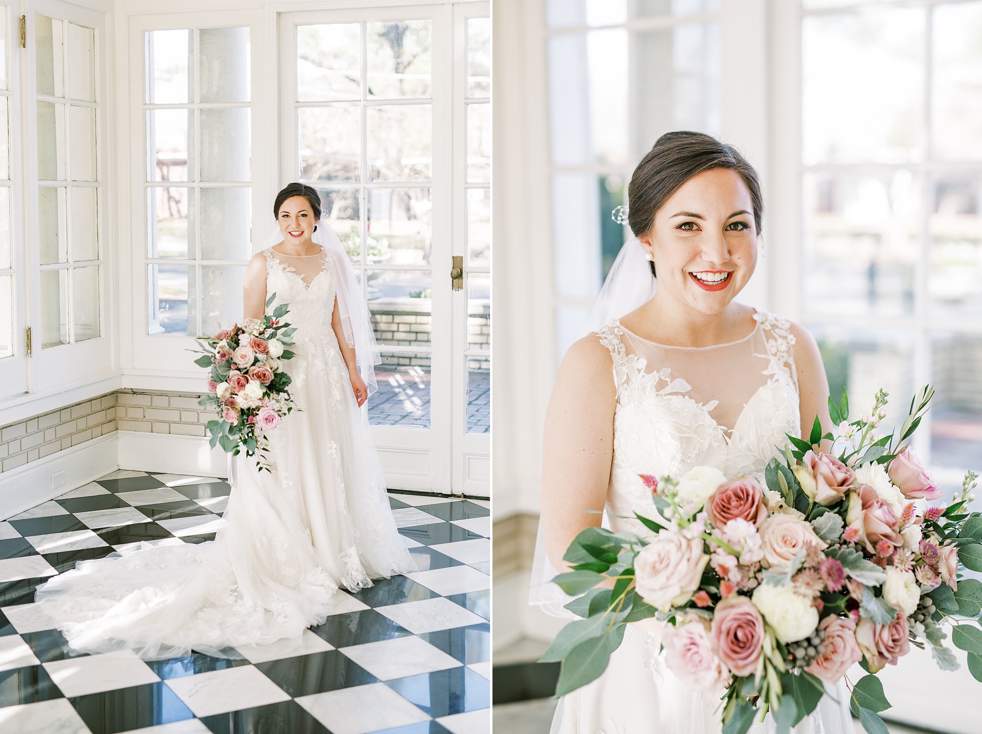 bridal portraits with bouquet for mauve fall wedding