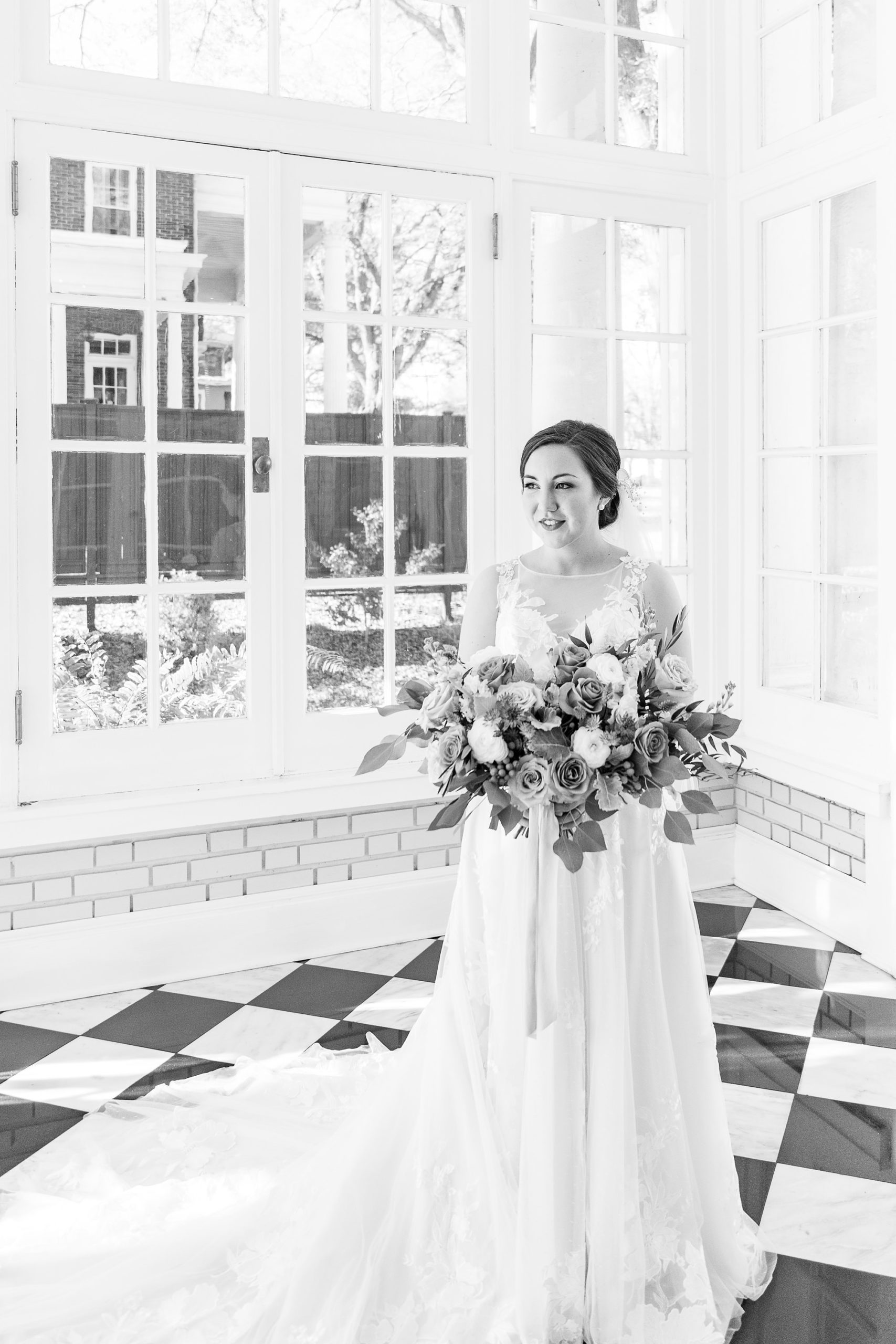 Separk Mansion bridal portrait on checkered floor