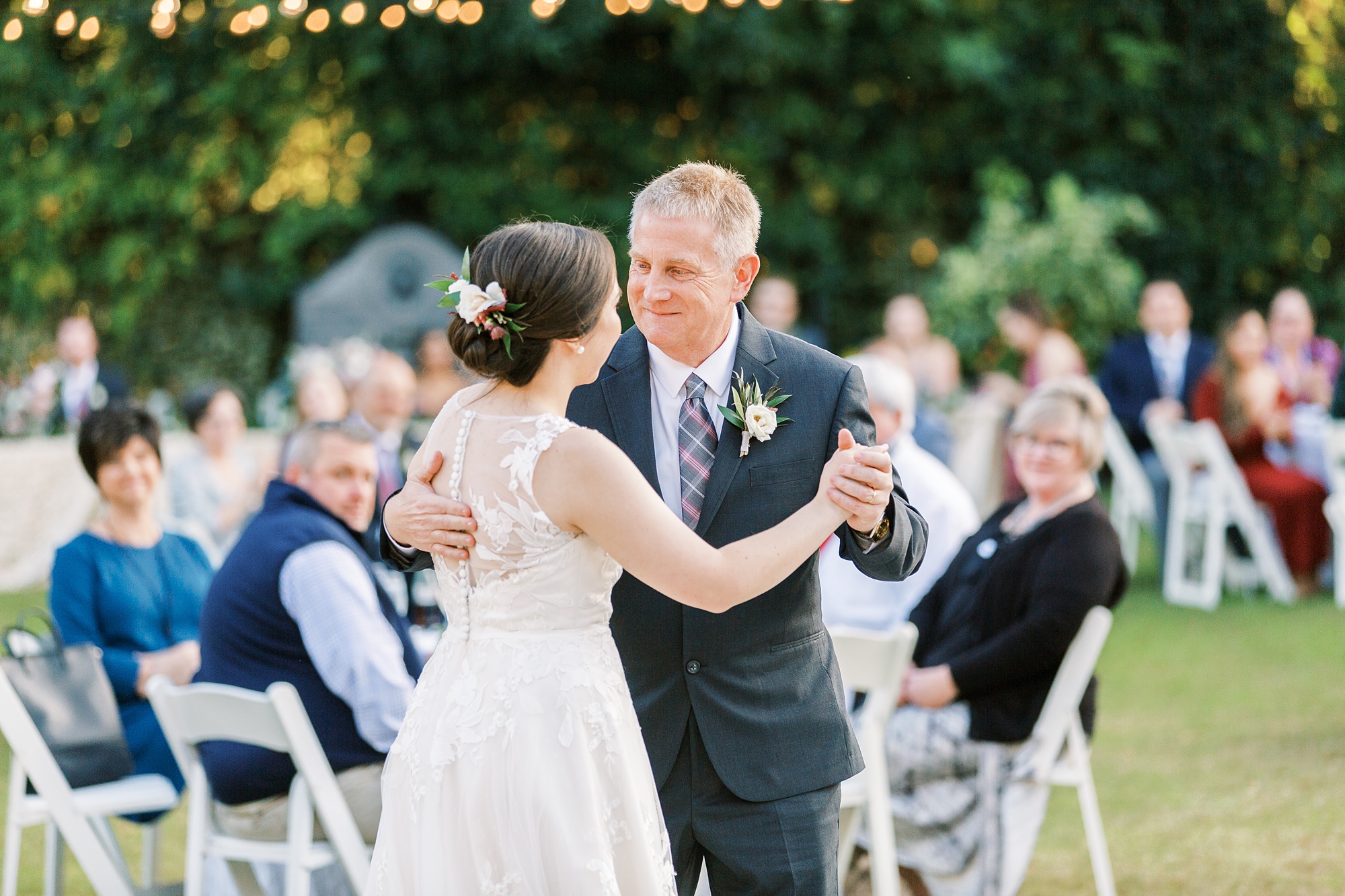 father-daughter dance during outdoor reception at Separk Mansion