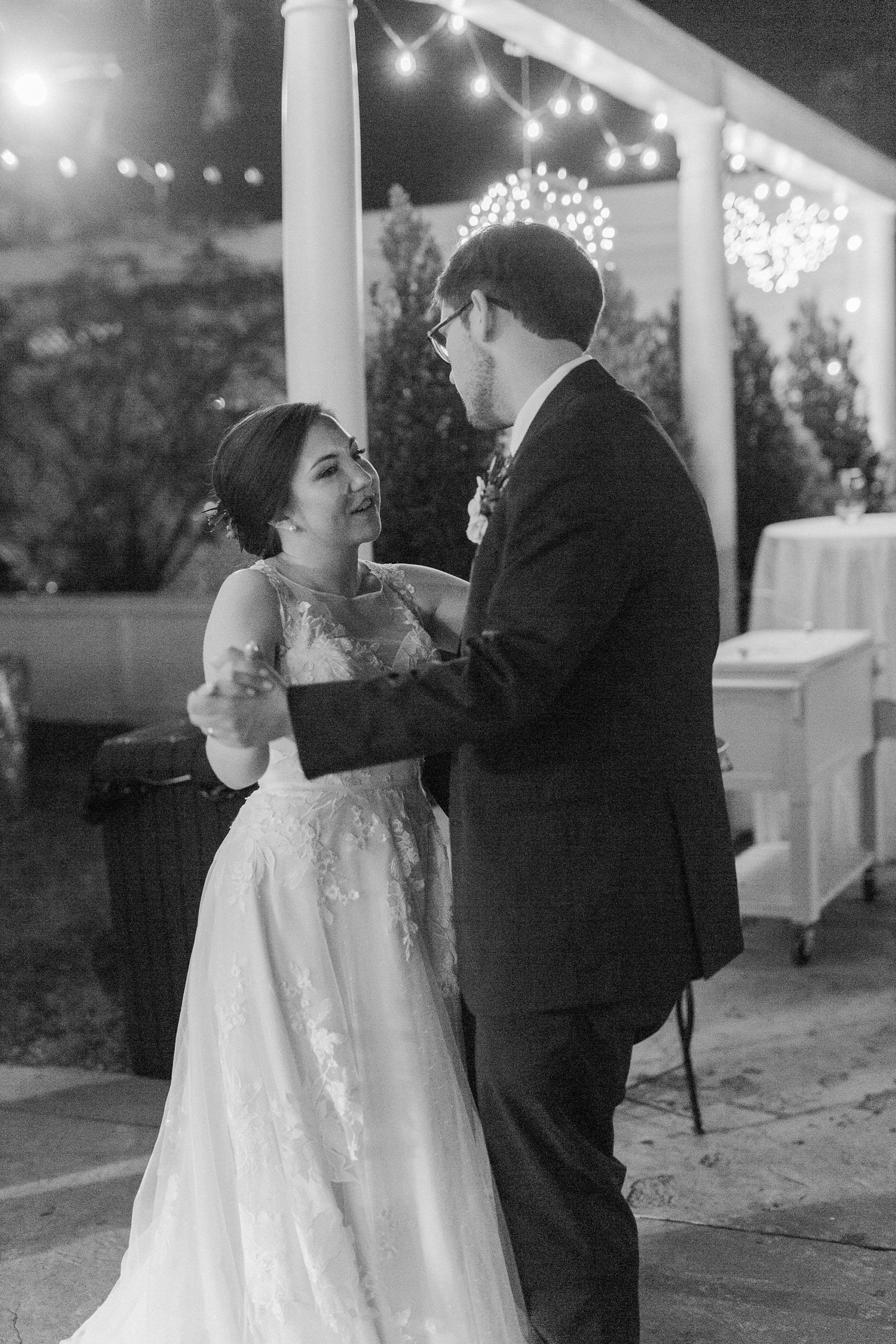 private dance for newlyweds after outdoor reception at Separk Mansion