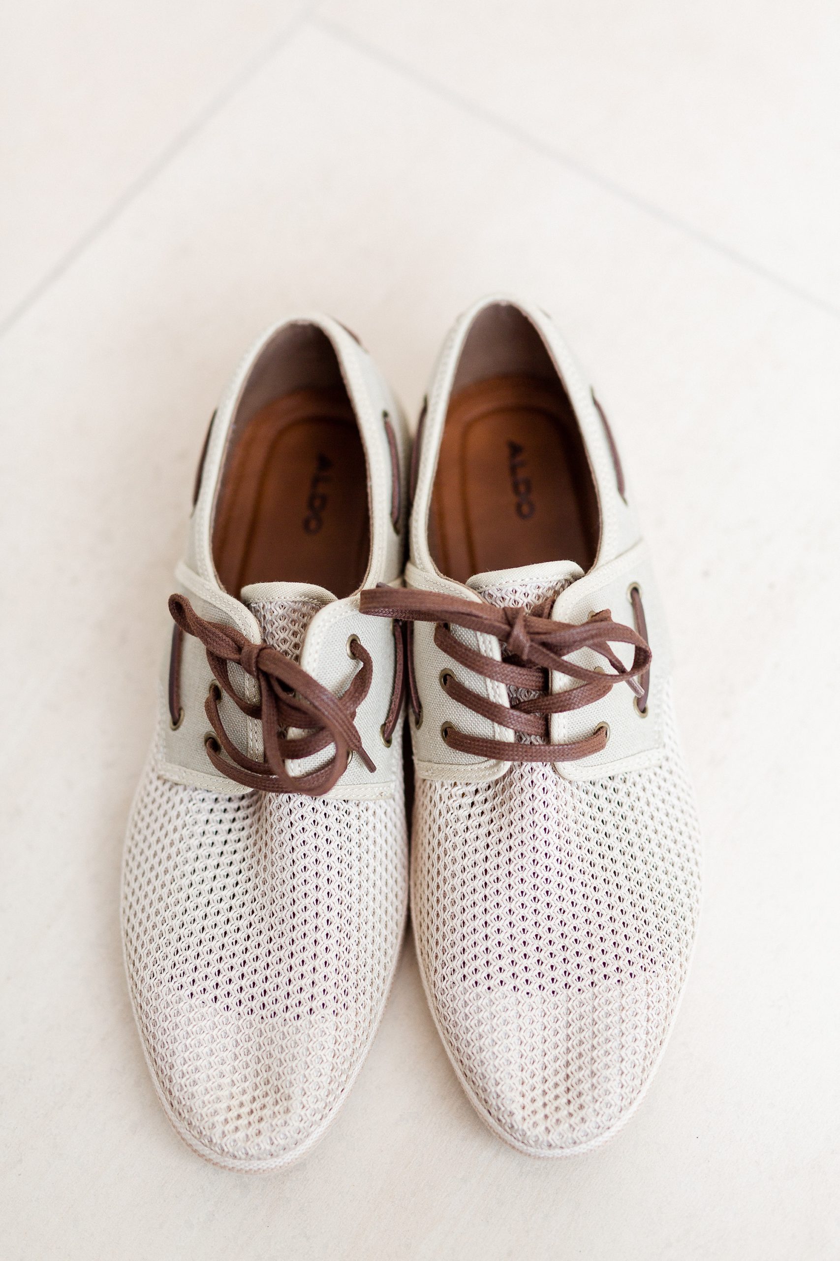 groom's tan shoes for beach wedding in St Lucia