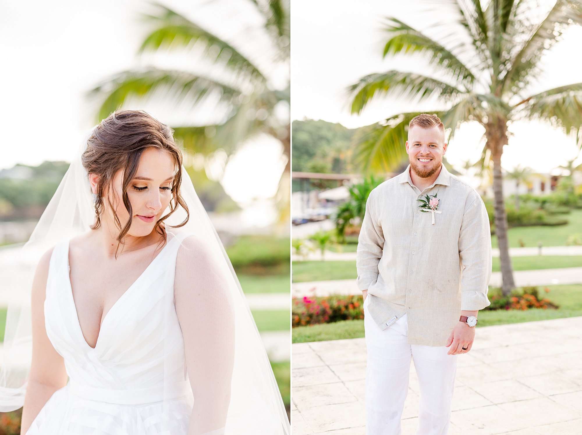 portraits of bride and groom in St Lucia