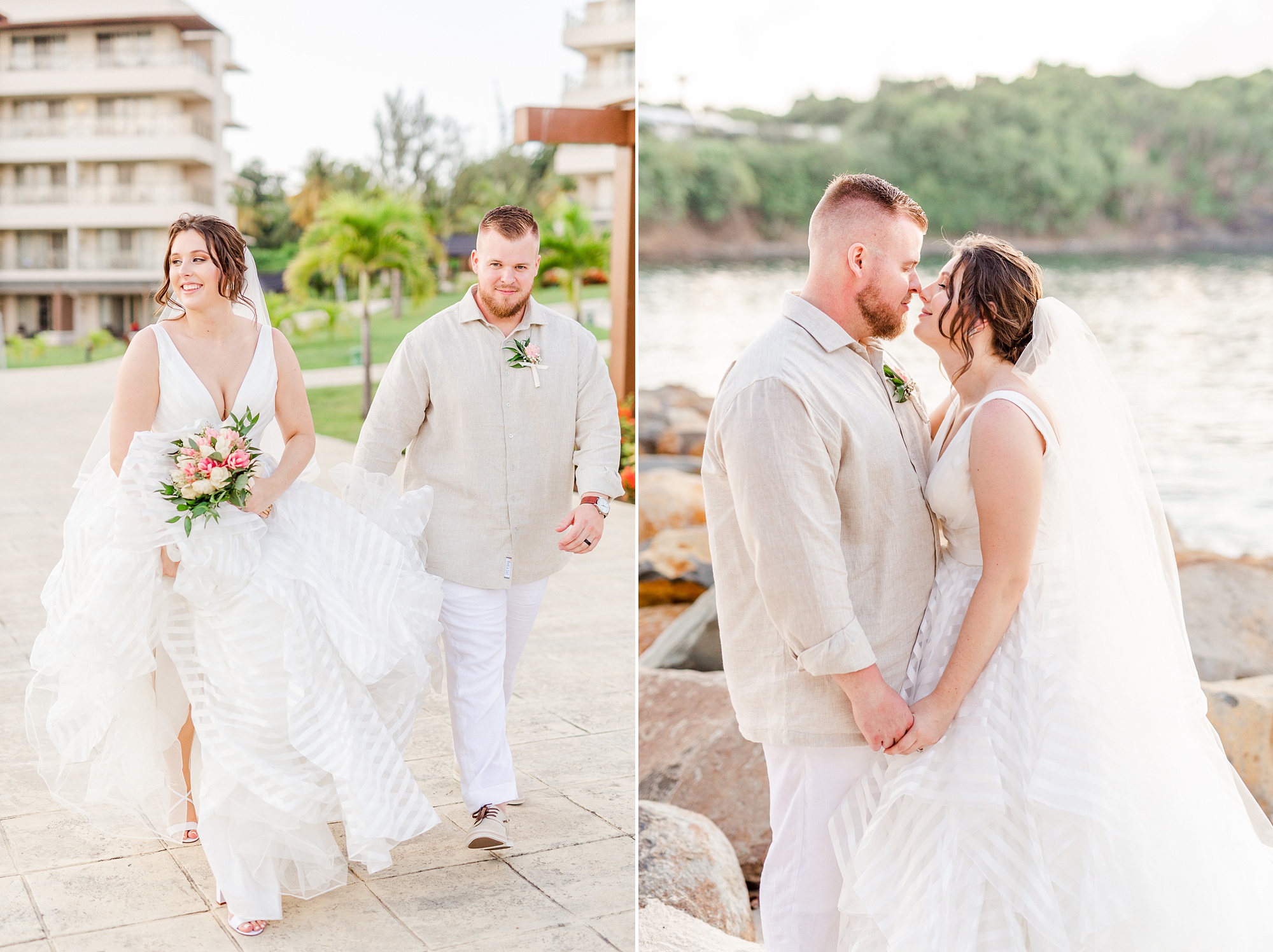 romantic waterfront wedding portraits in St Lucia