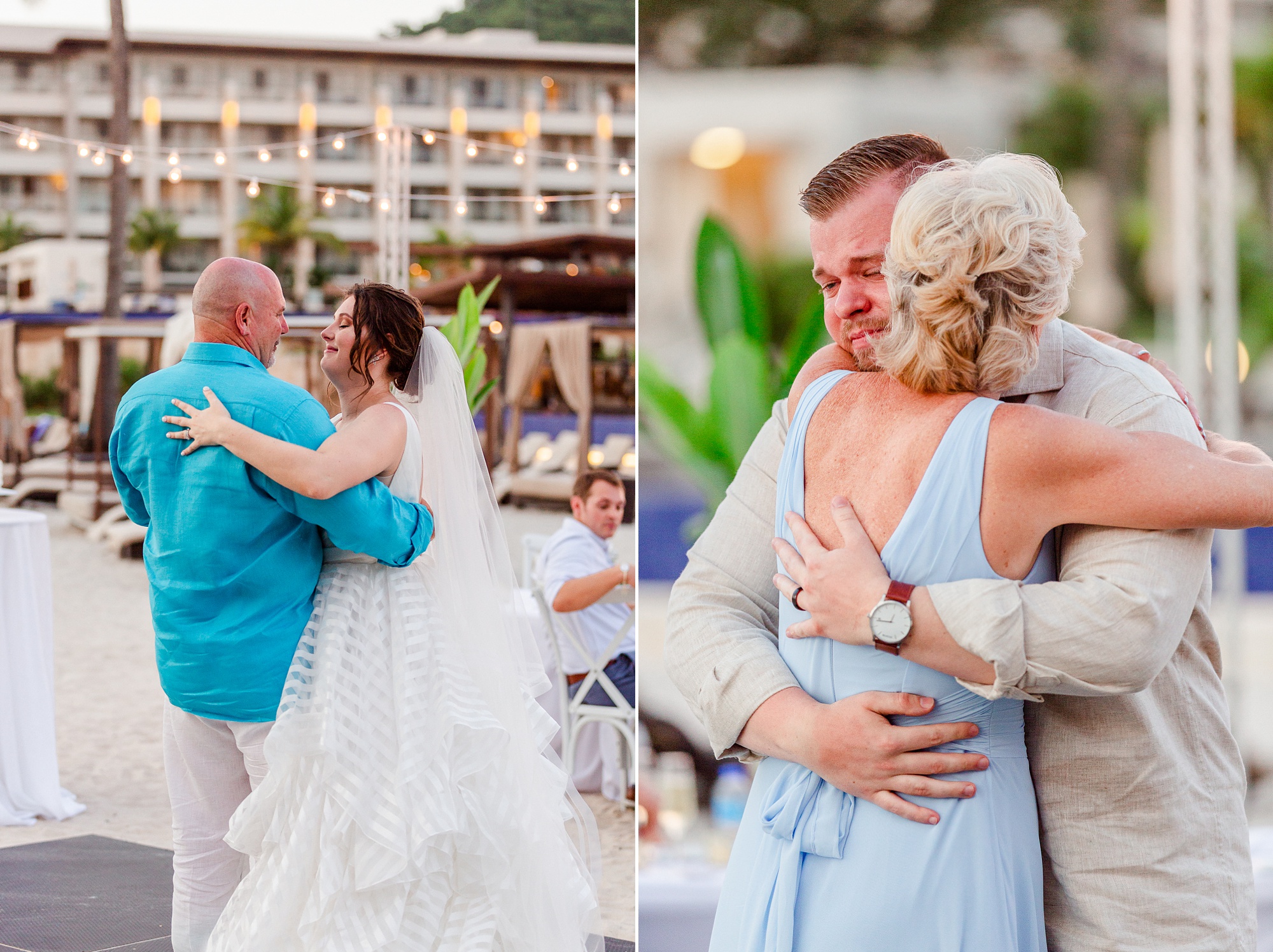 parent dances during St Lucia resort wedding reception