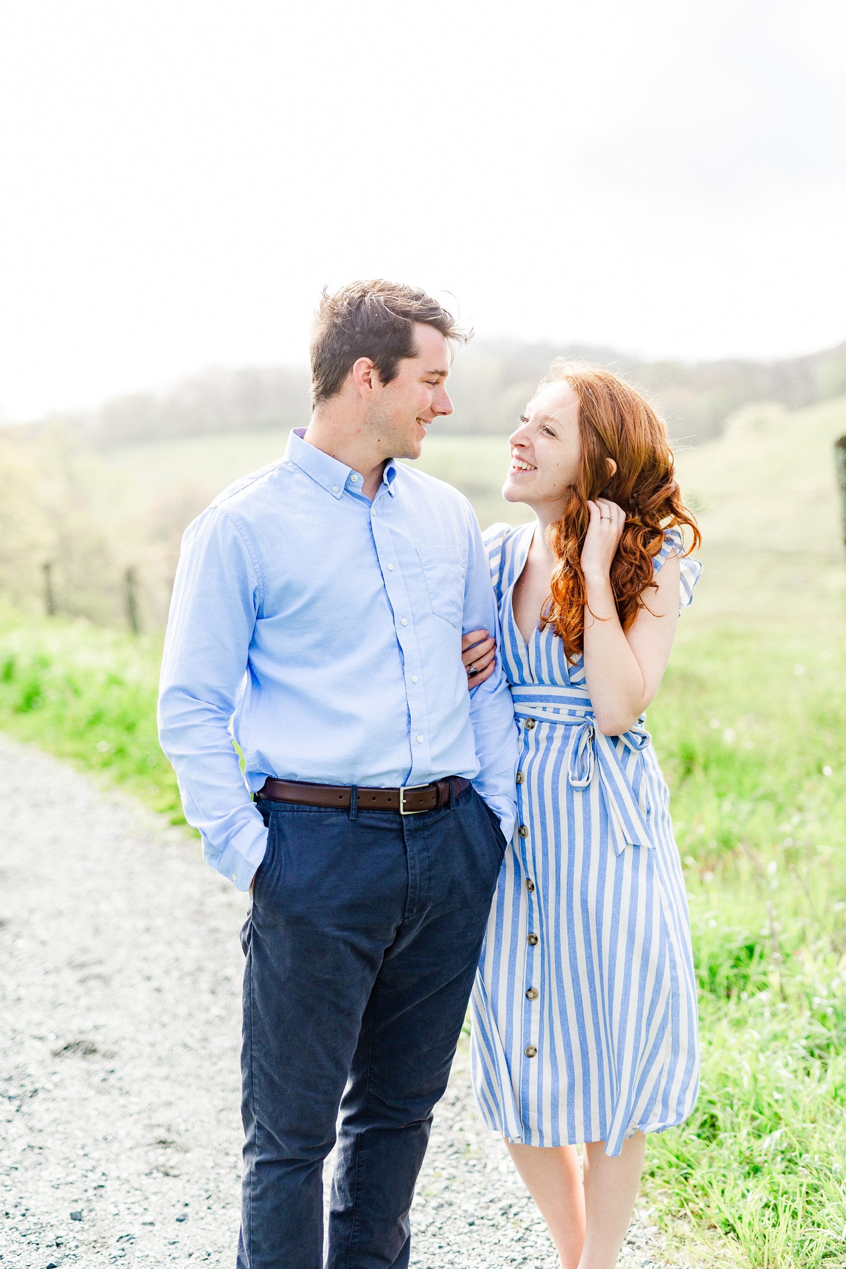 Boone NC spring engagement photos with mountains in backdrop
