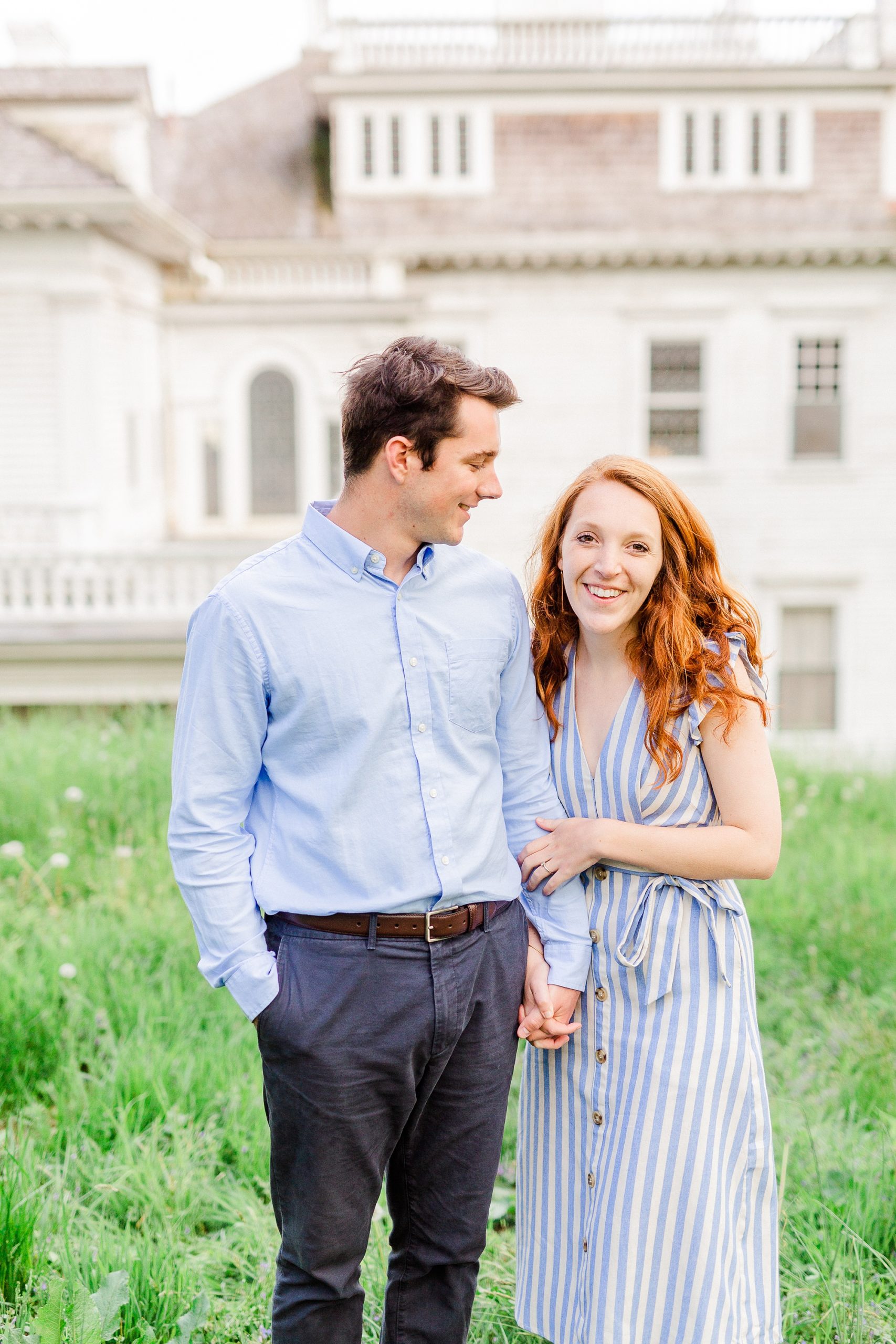 Boone NC spring engagement photos at Moses Cone Manor
